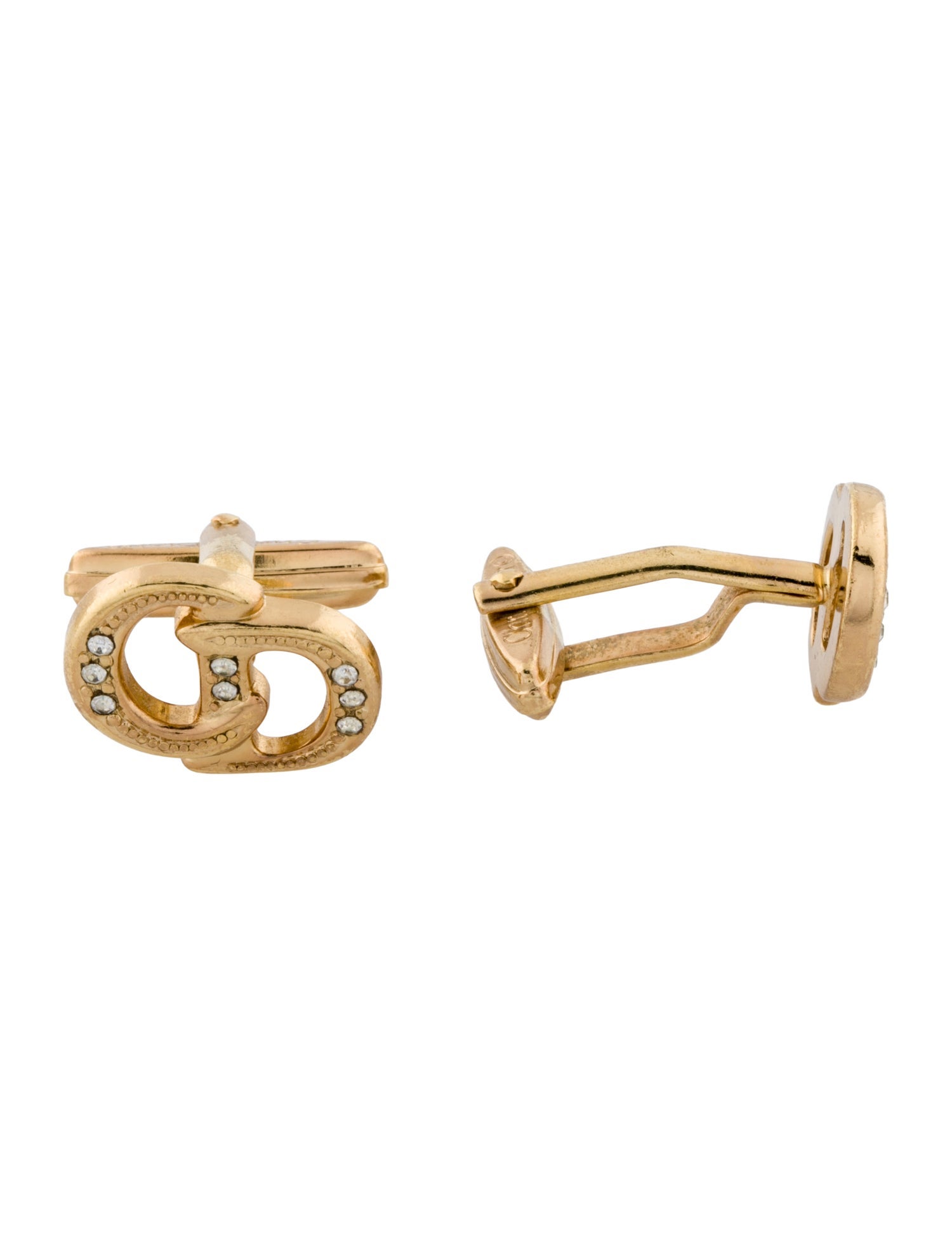 Christian Dior Vintage Crystal CD Cufflinks
