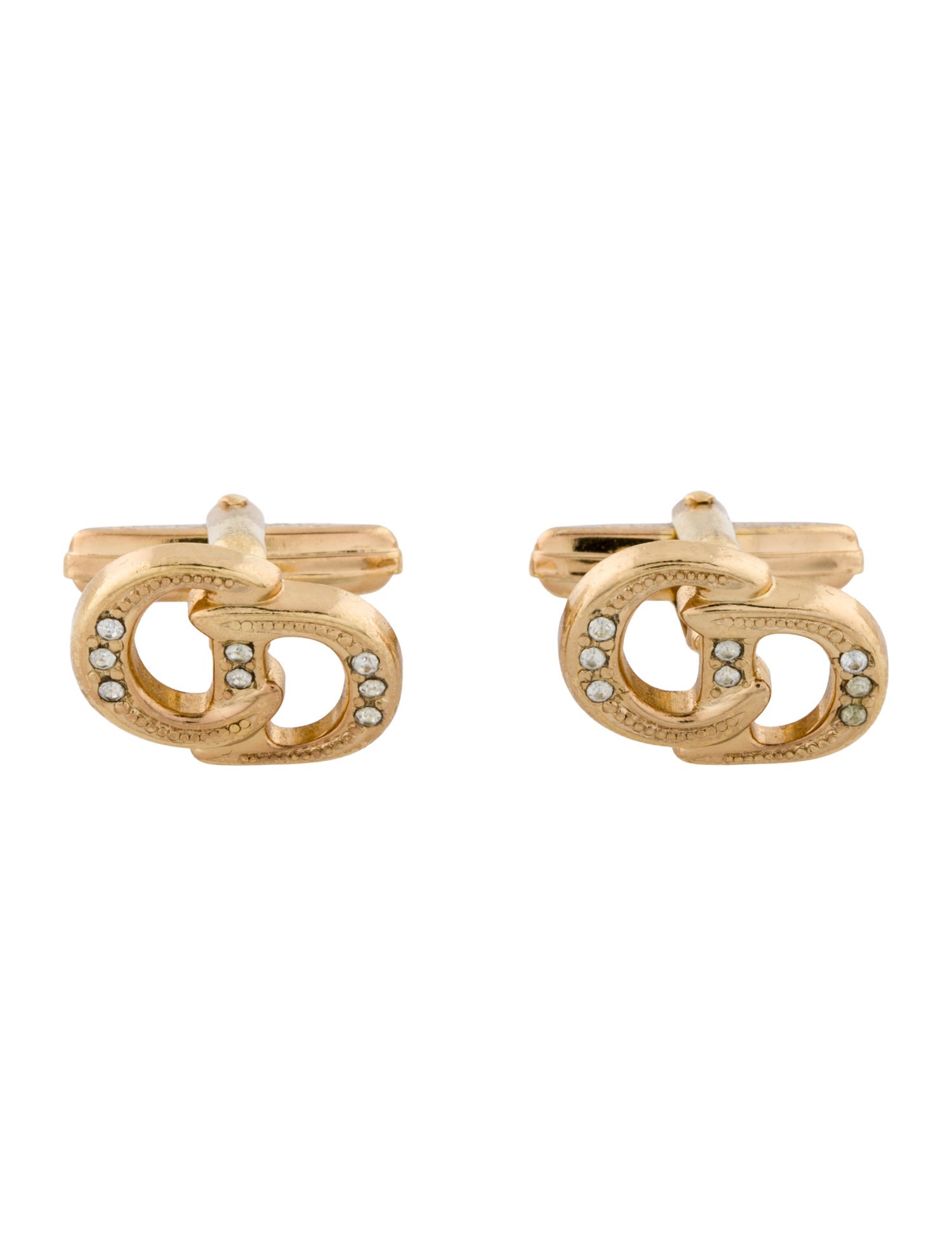 Christian Dior Vintage Crystal CD Cufflinks