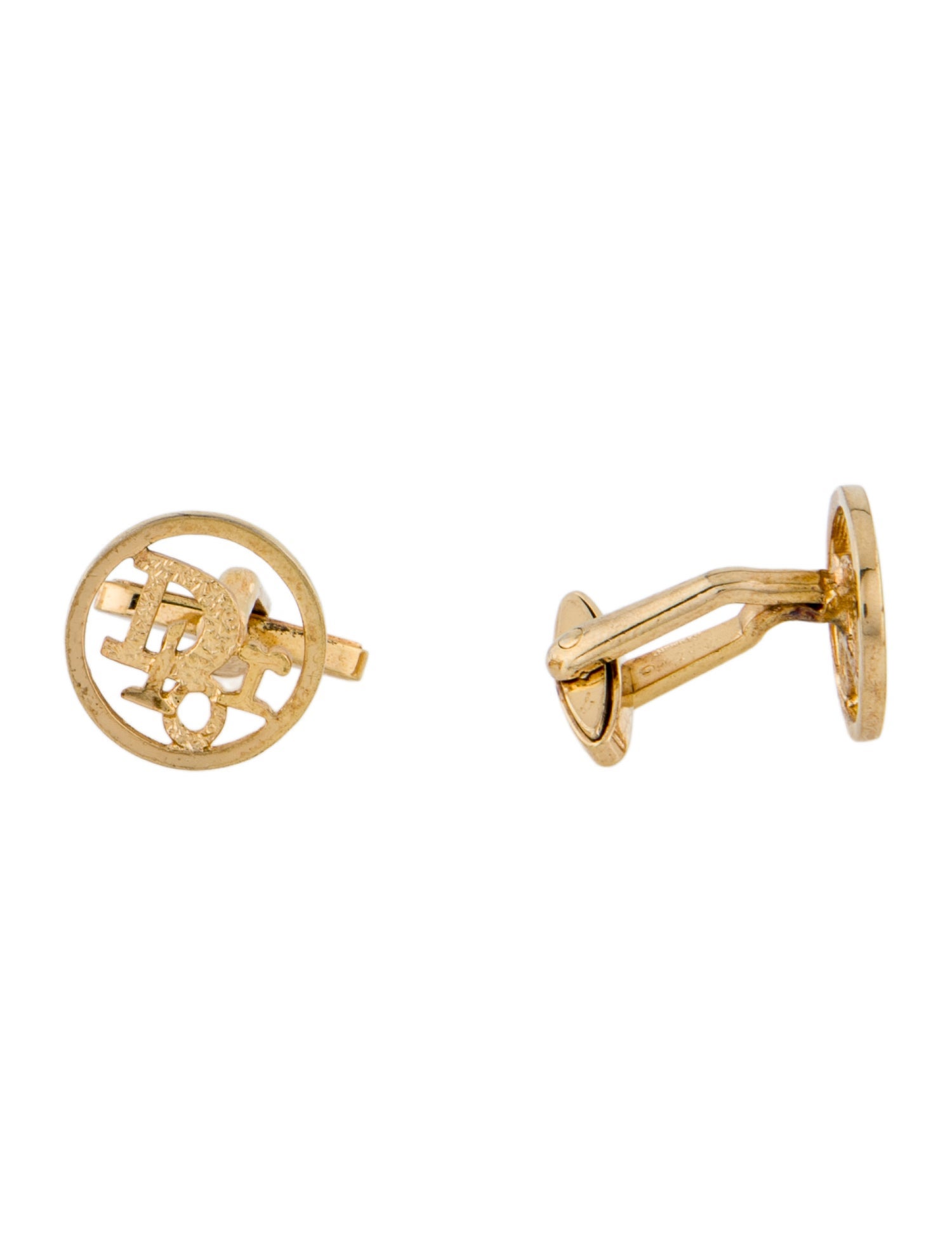 Christian Dior Vintage Round Logo Cufflinks