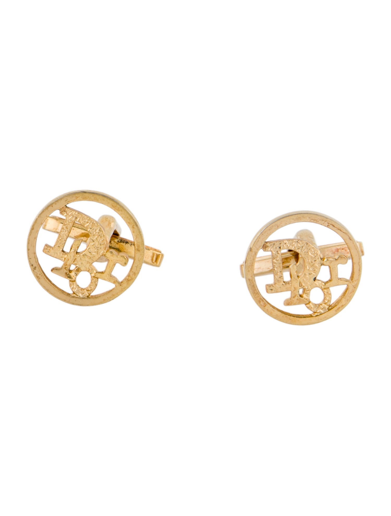 Christian Dior Vintage Round Logo Cufflinks
