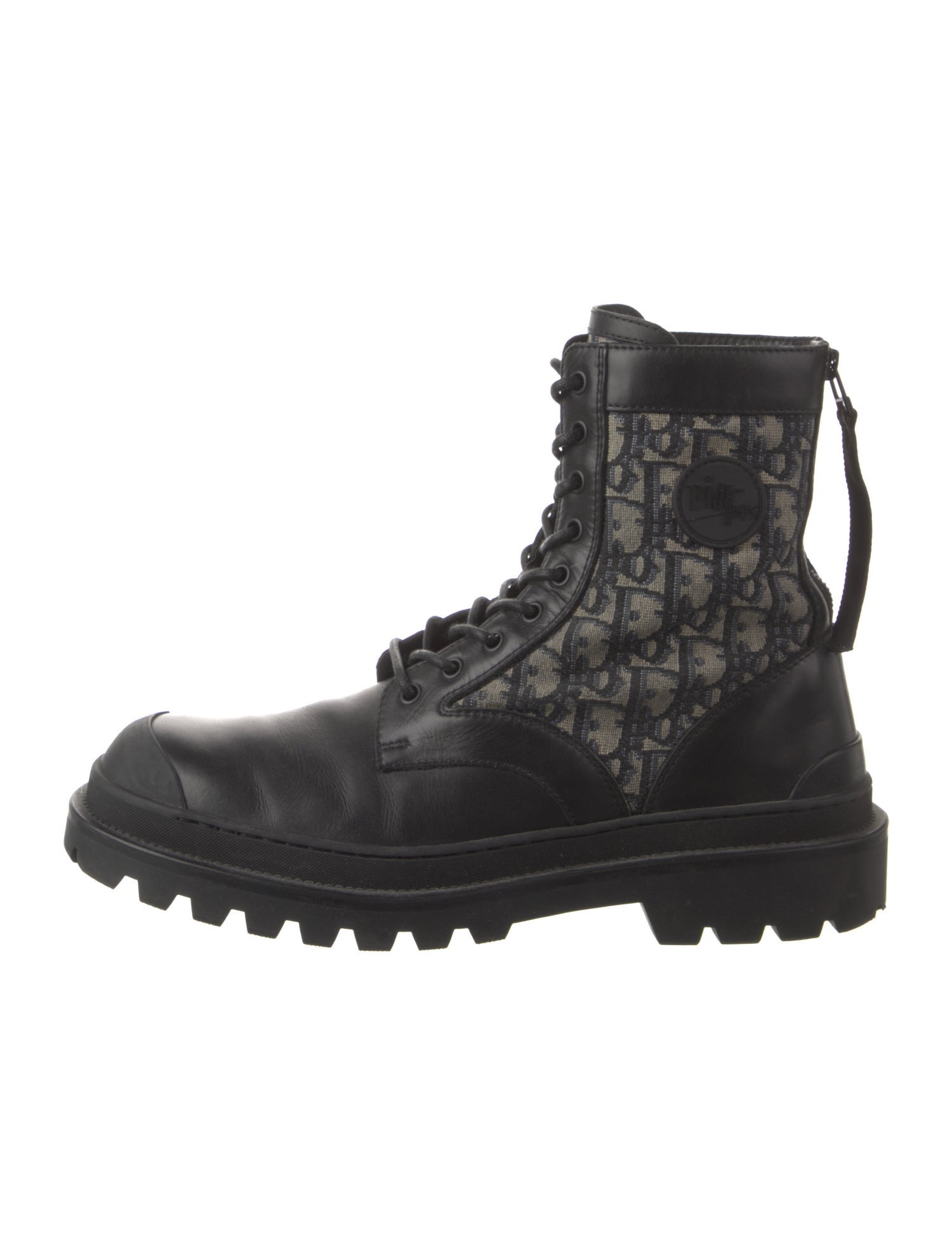 Christian Dior Oblique Jacquard Leather Combat Boots