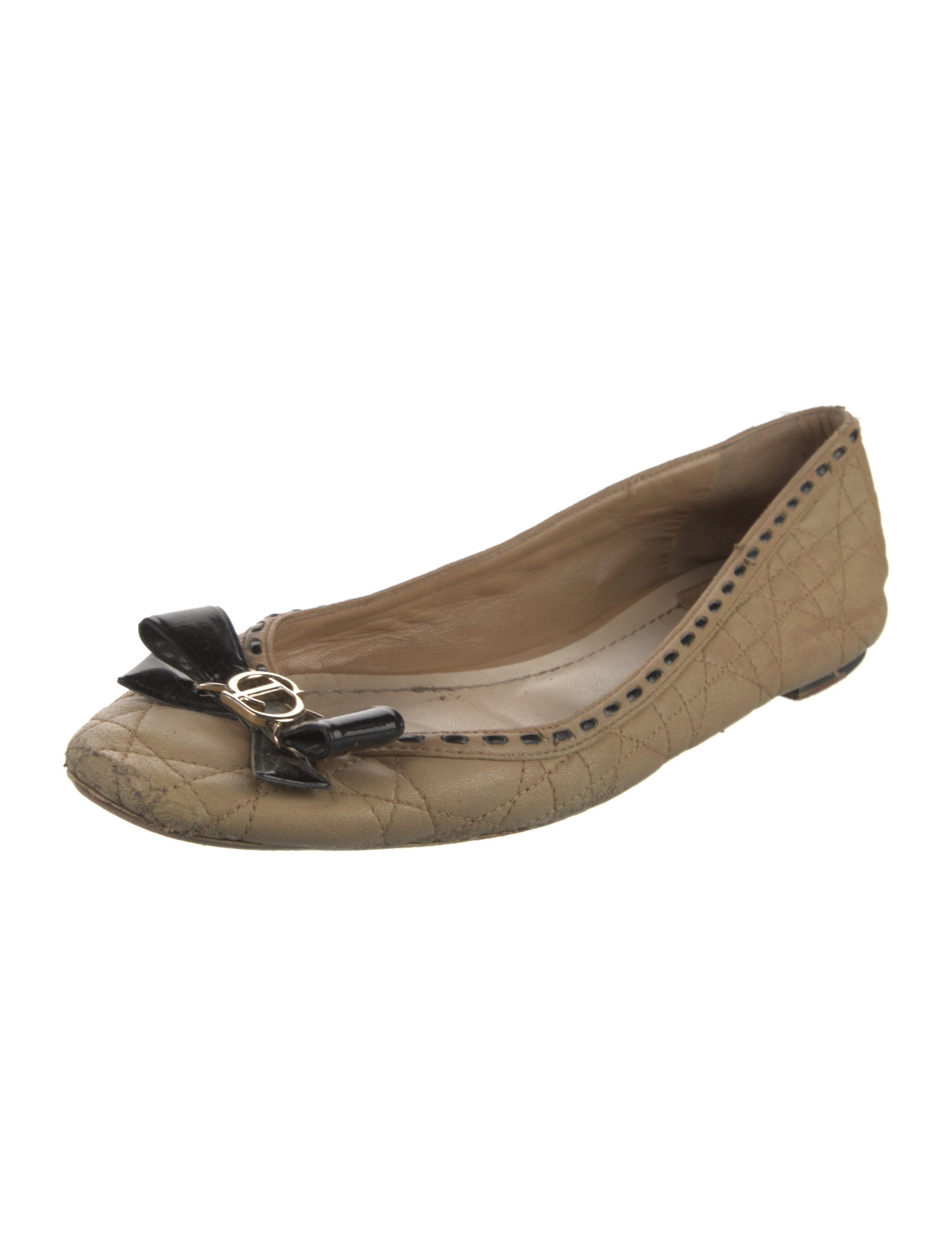 Christian Dior Cannage Pattern Leather Ballet Flats