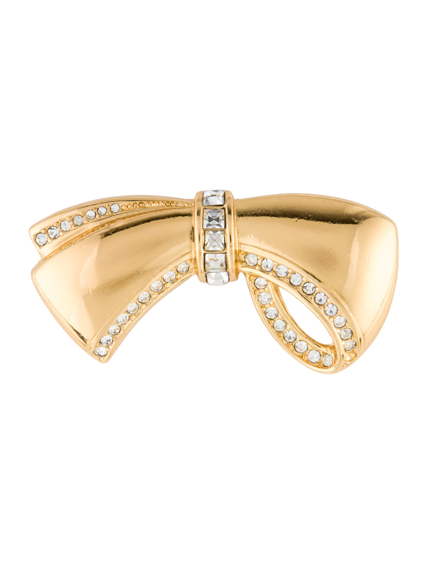 Christian Dior Vintage Crystal Bow Pin Brooch
