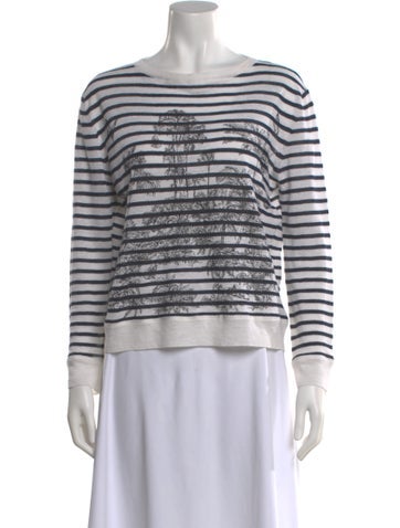 Pre-owned Dior Linen Striped Sweater In White
