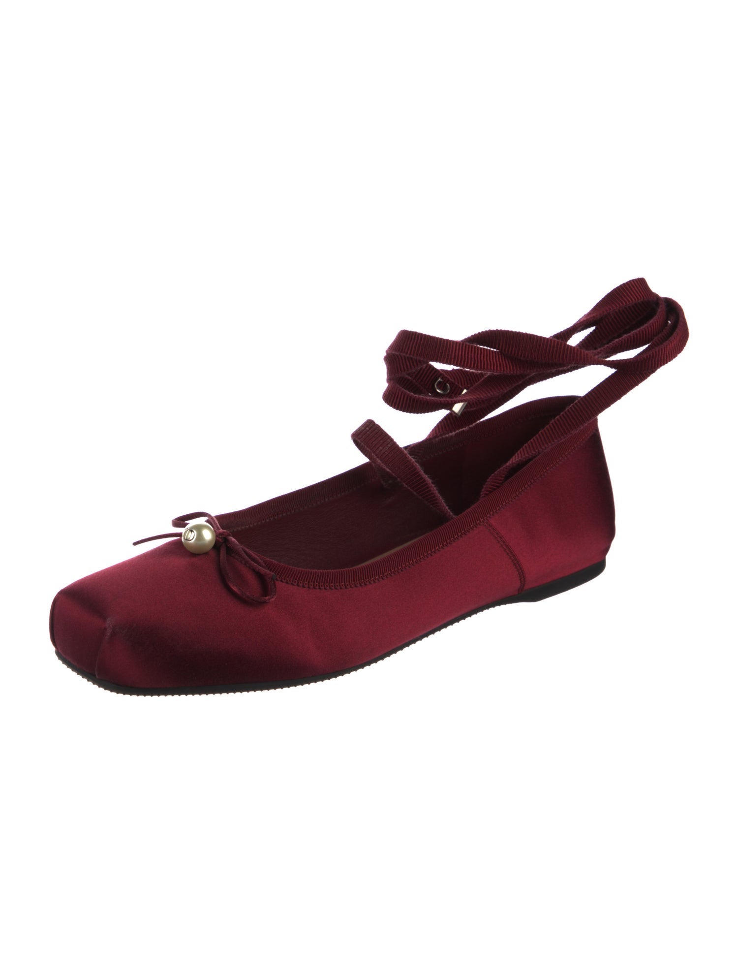 Christian Dior Satin Grosgrain Trim Ballet Flats