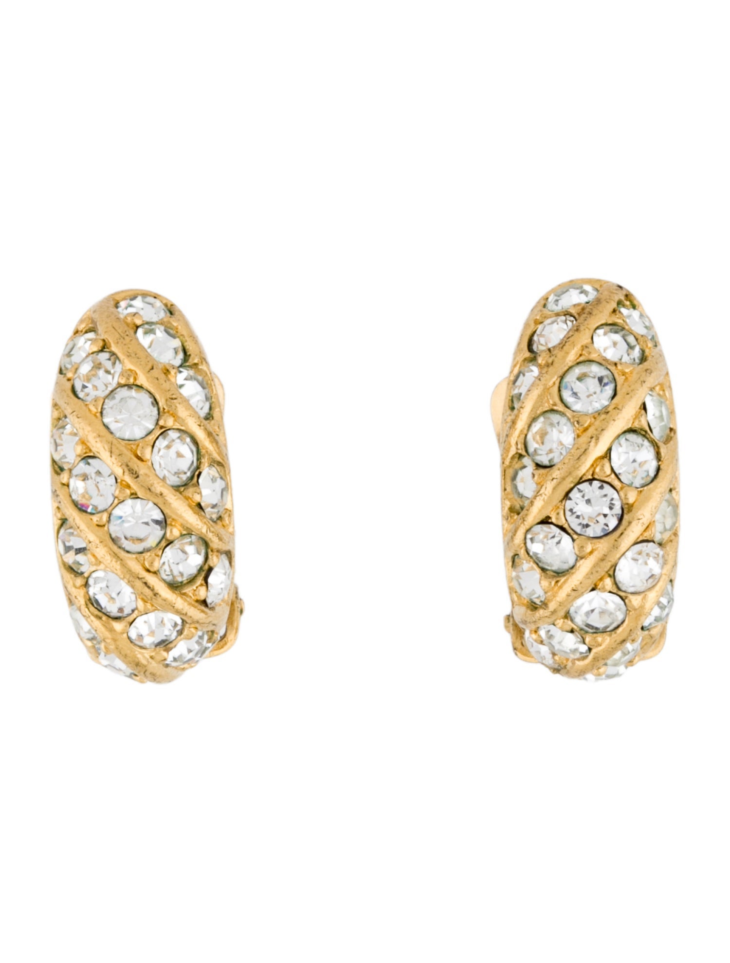 Christian Dior Vintage Crystal Clip-On Earrings