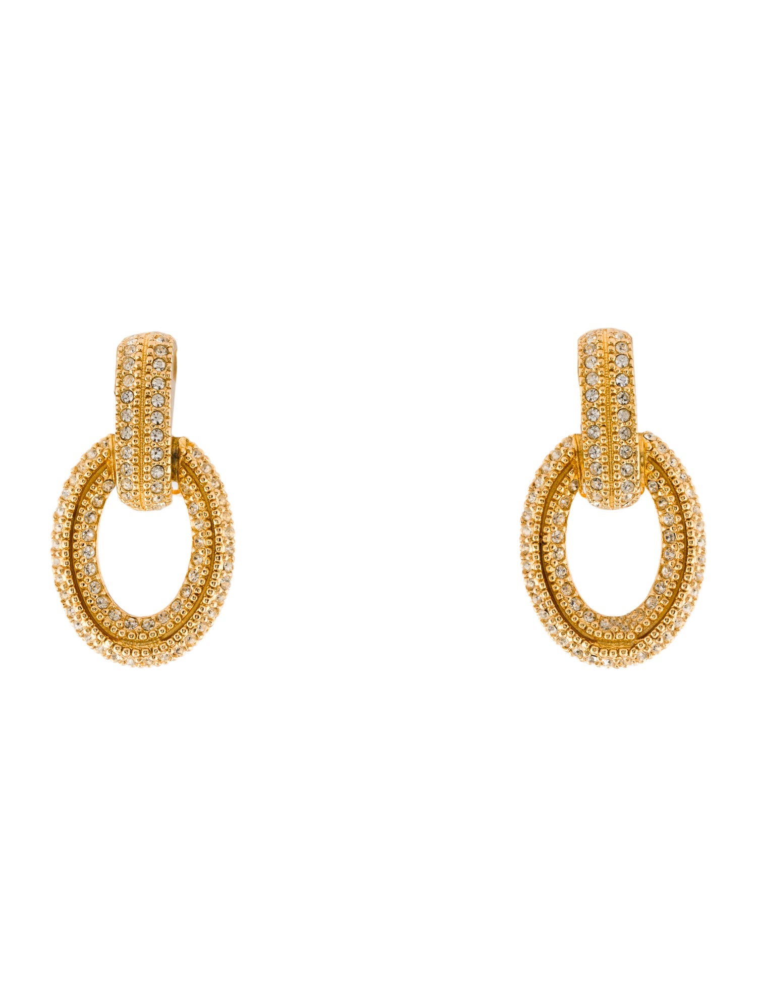 Christian Dior Vintage Crystal Door knocker Clip-On Drop Earrings