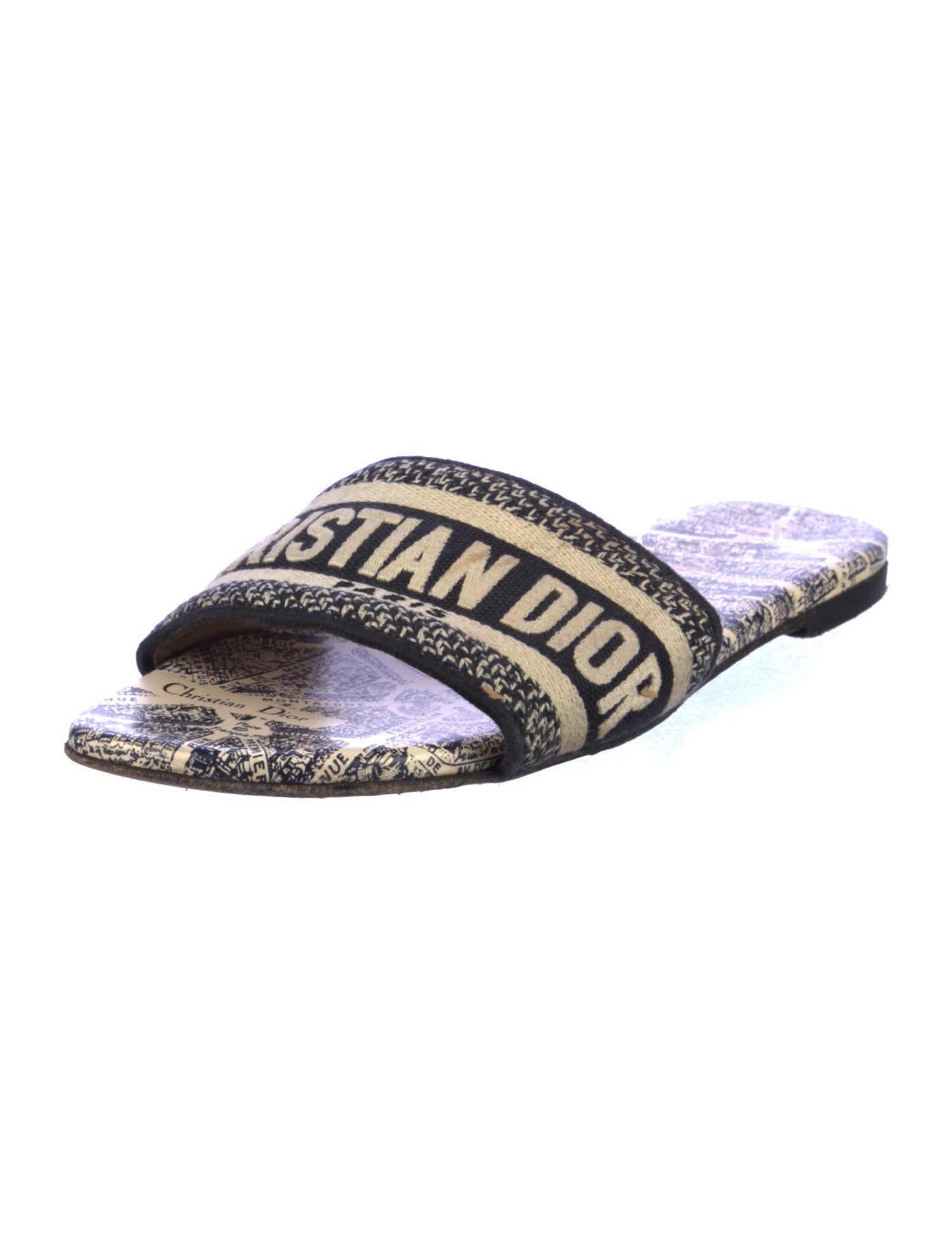 Christian Dior Printed Embroidered Accent Slides