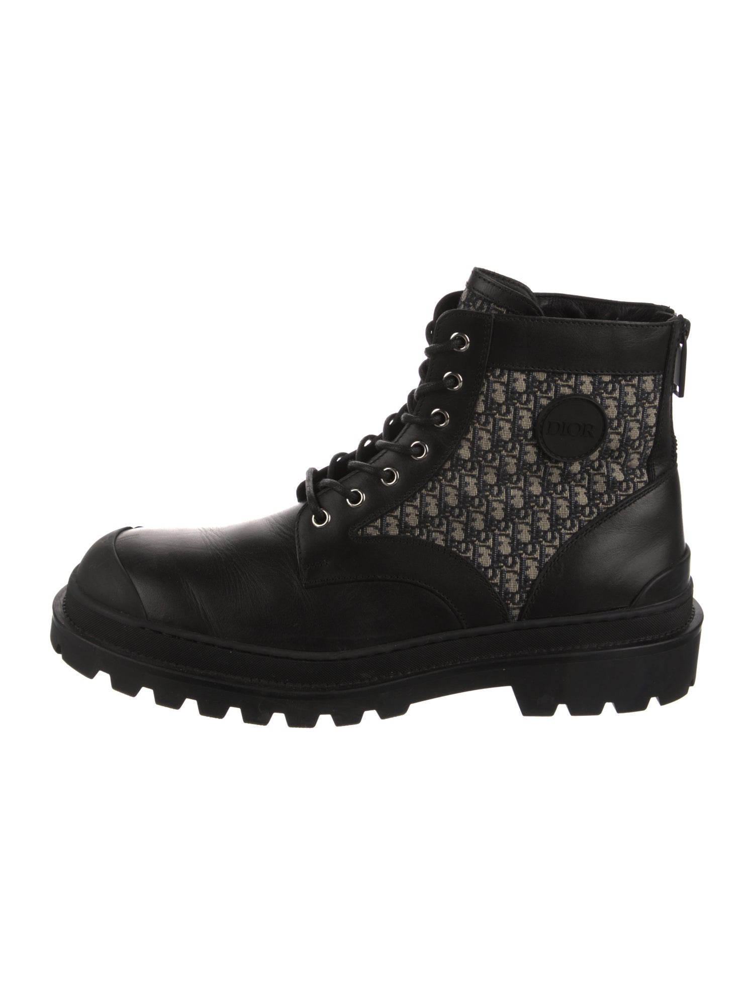 Christian Dior Oblique Jacquard Leather Combat Boots