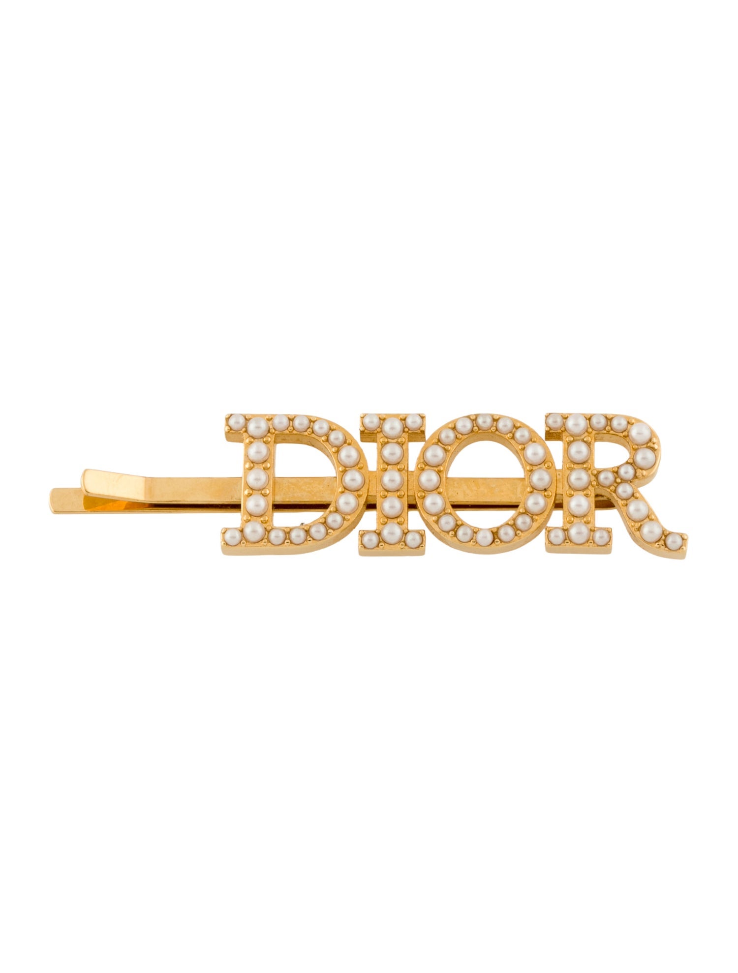 Christian Dior Metal and Beads Logo Hair Clip