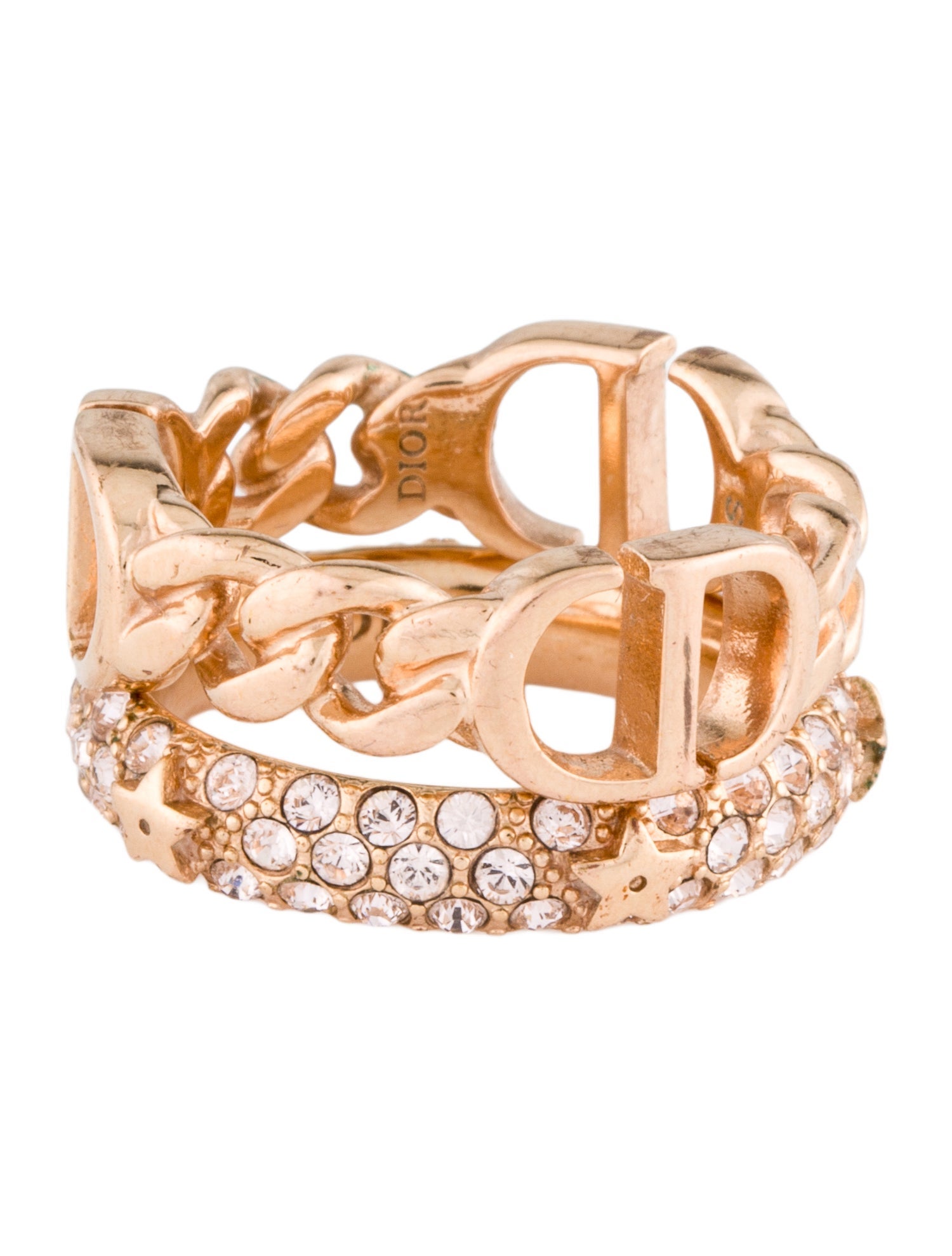 Christian Dior Crystal Petite CD Ring Set