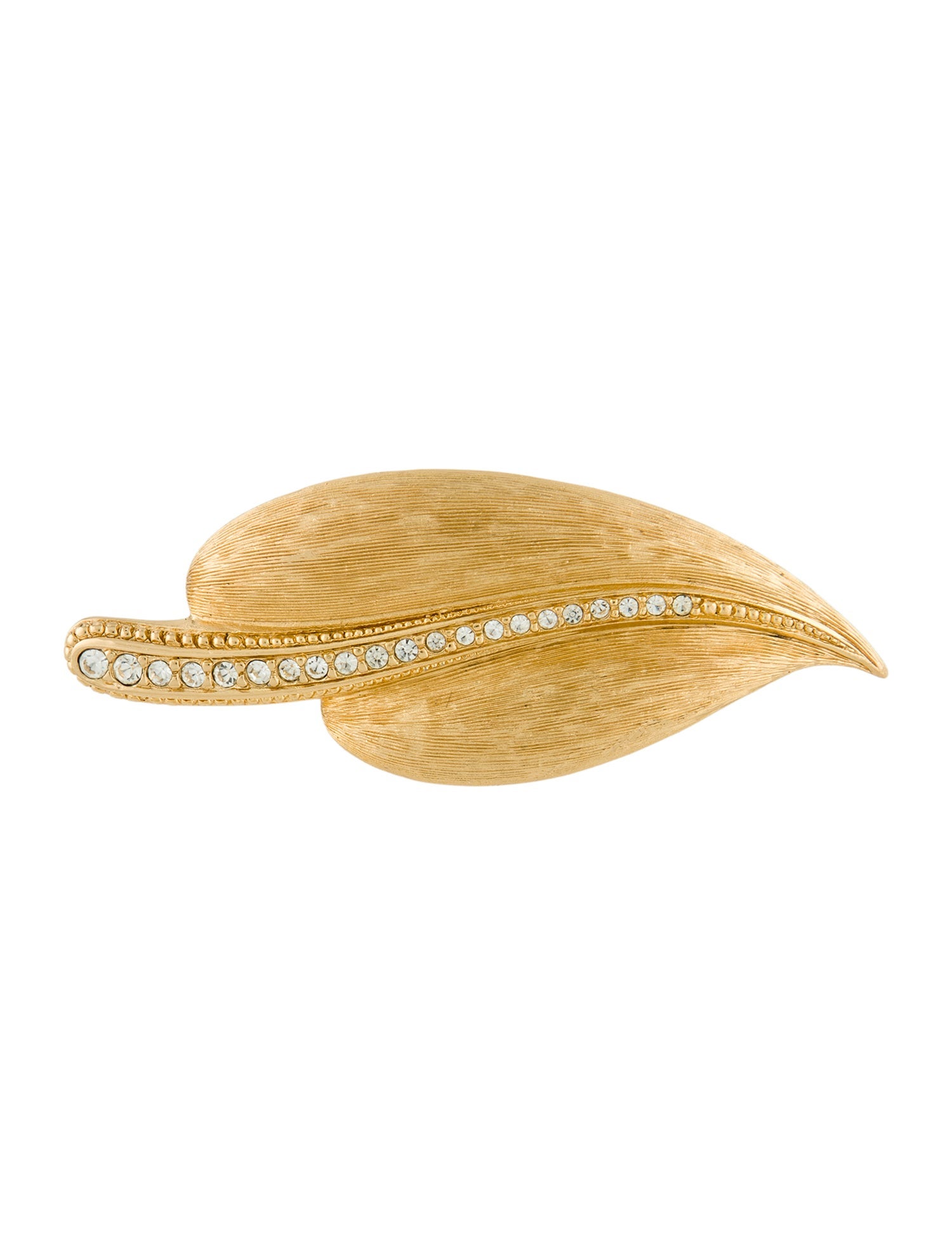 Christian Dior Vintage Crystal Leaf Pin Brooch
