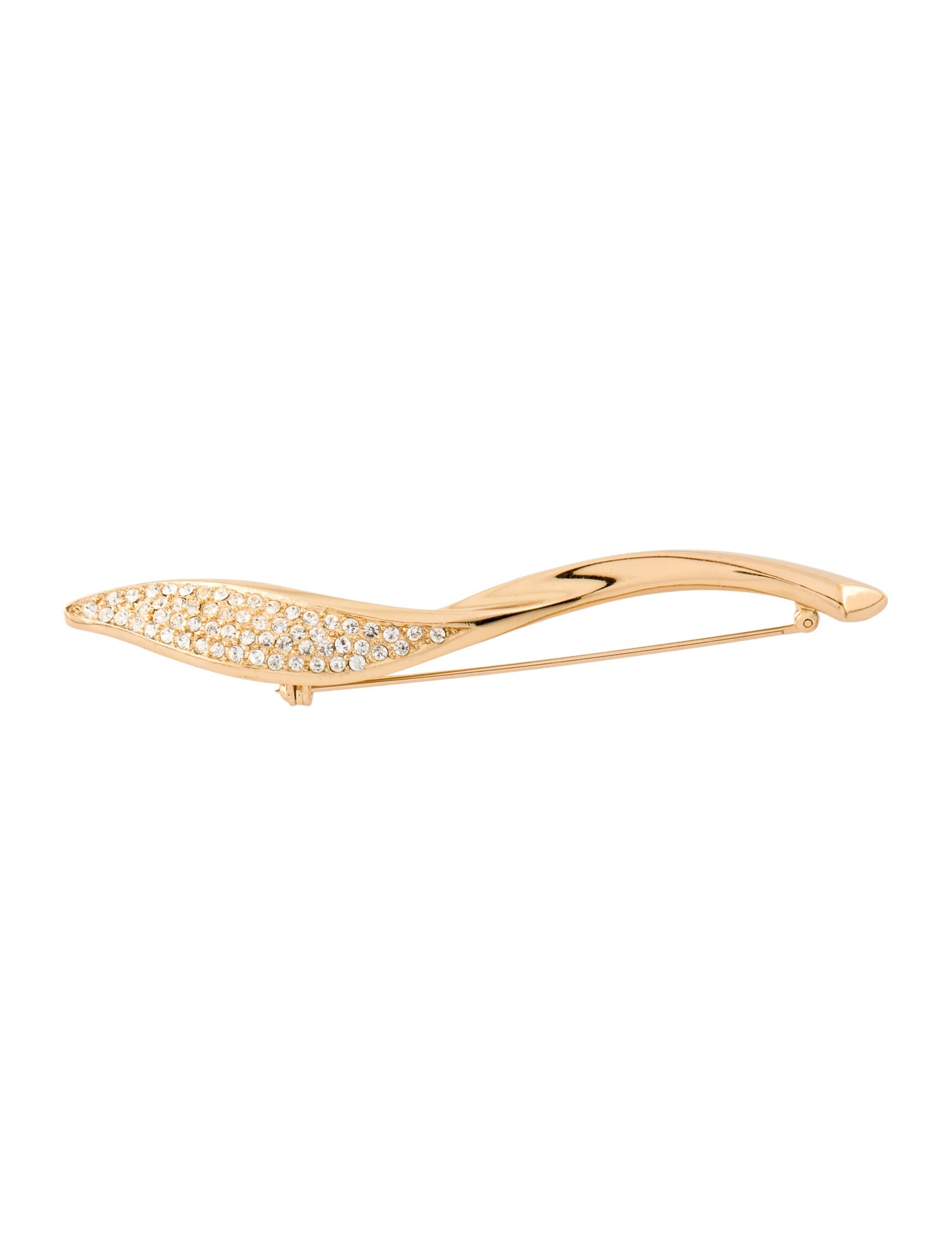 Christian Dior Vintage Crystal Swirl Leaf Brooch Pin