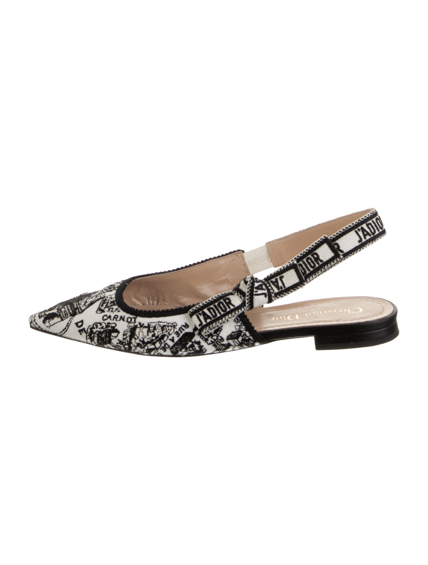 Christian Dior Printed Bow Accents Slingback Flats