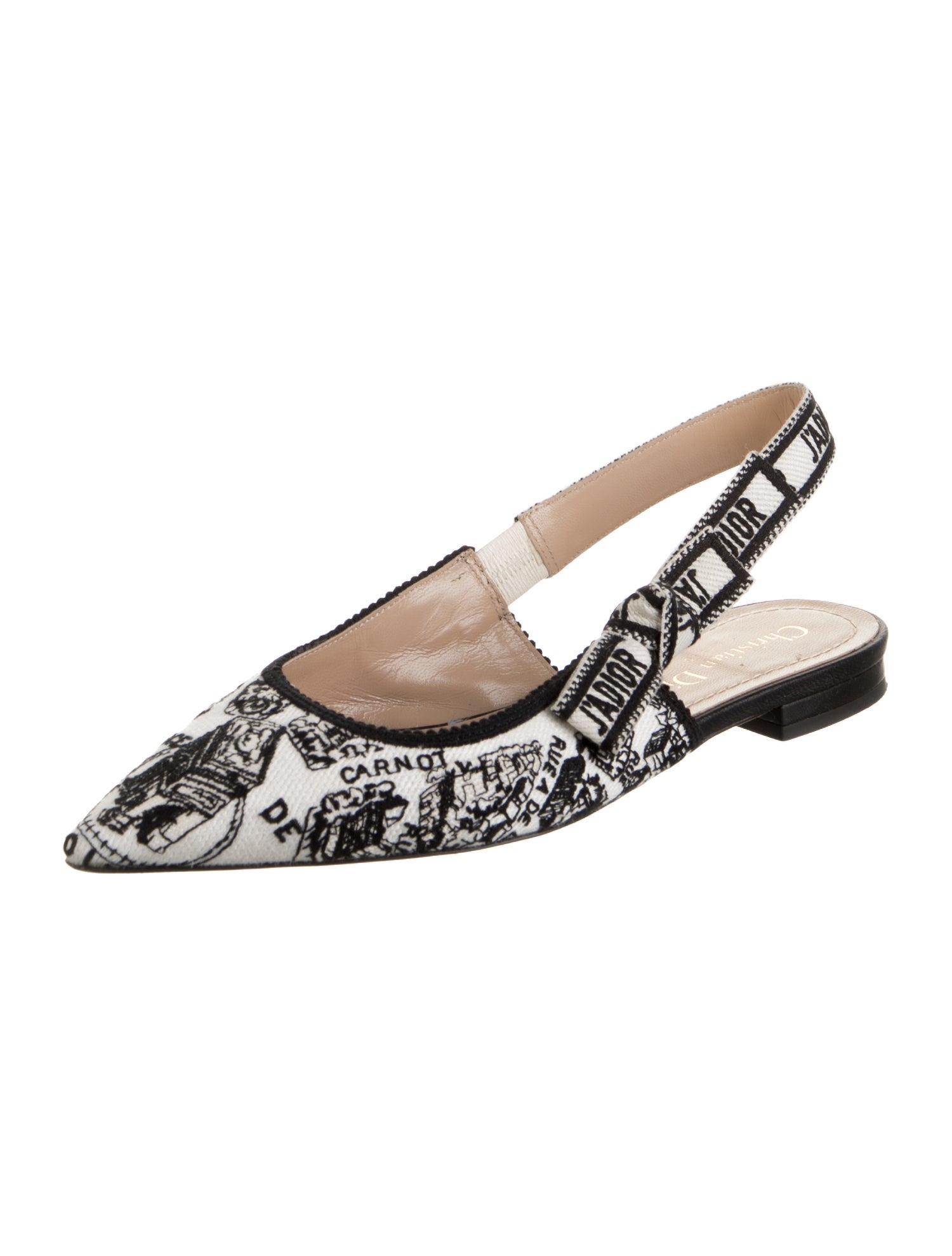 Christian Dior Printed Bow Accents Slingback Flats