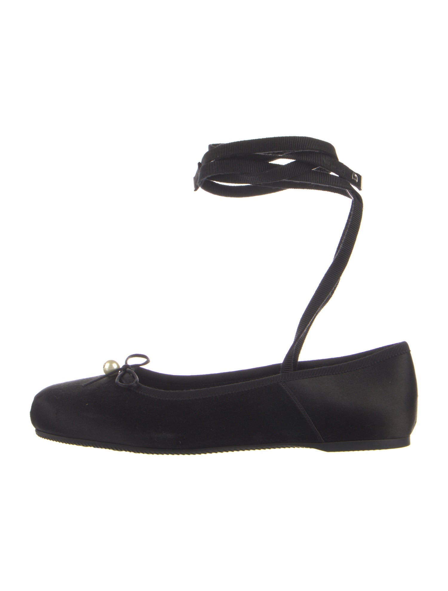 Christian Dior Satin Bow Accents Ballet Flats