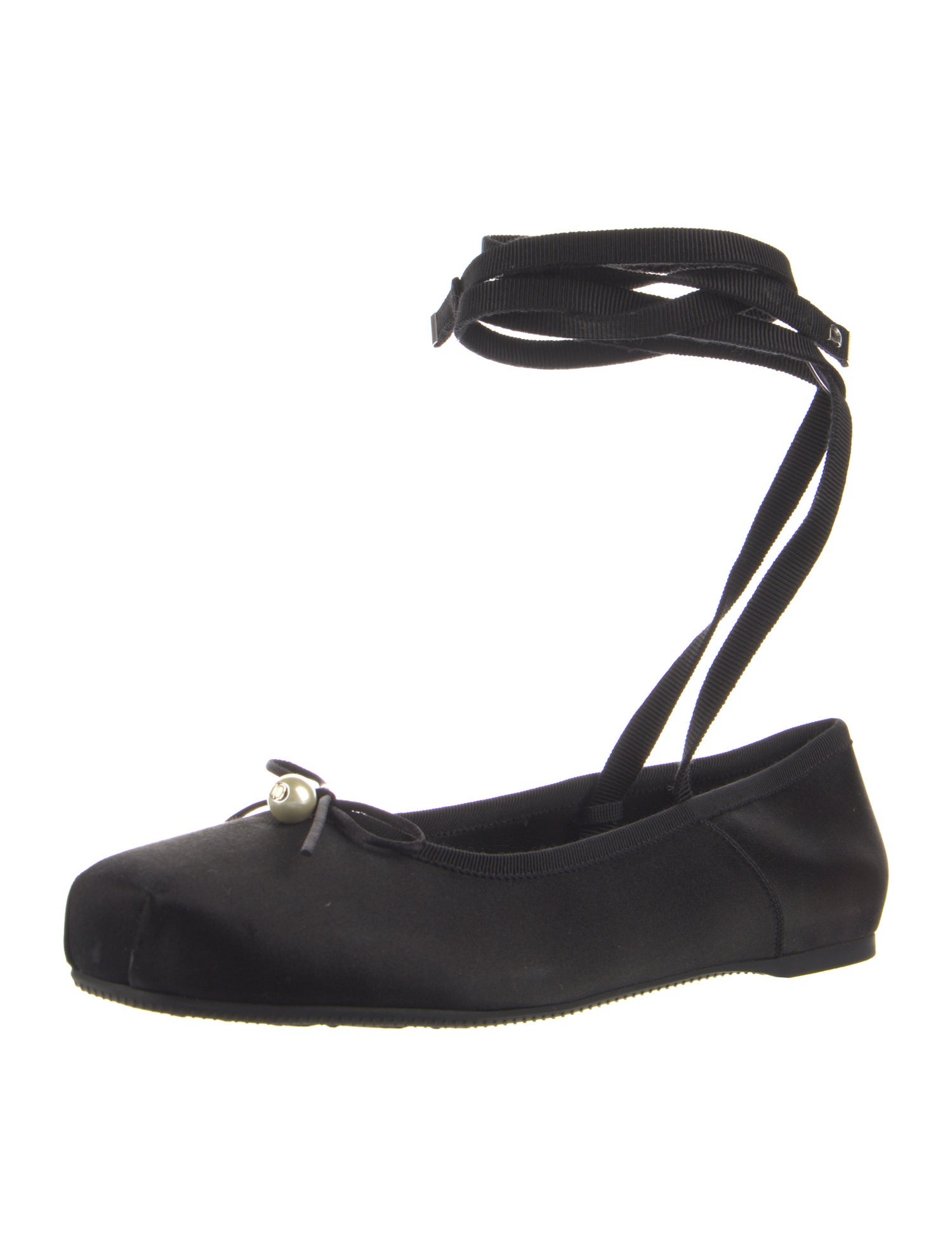 Christian Dior Satin Bow Accents Ballet Flats