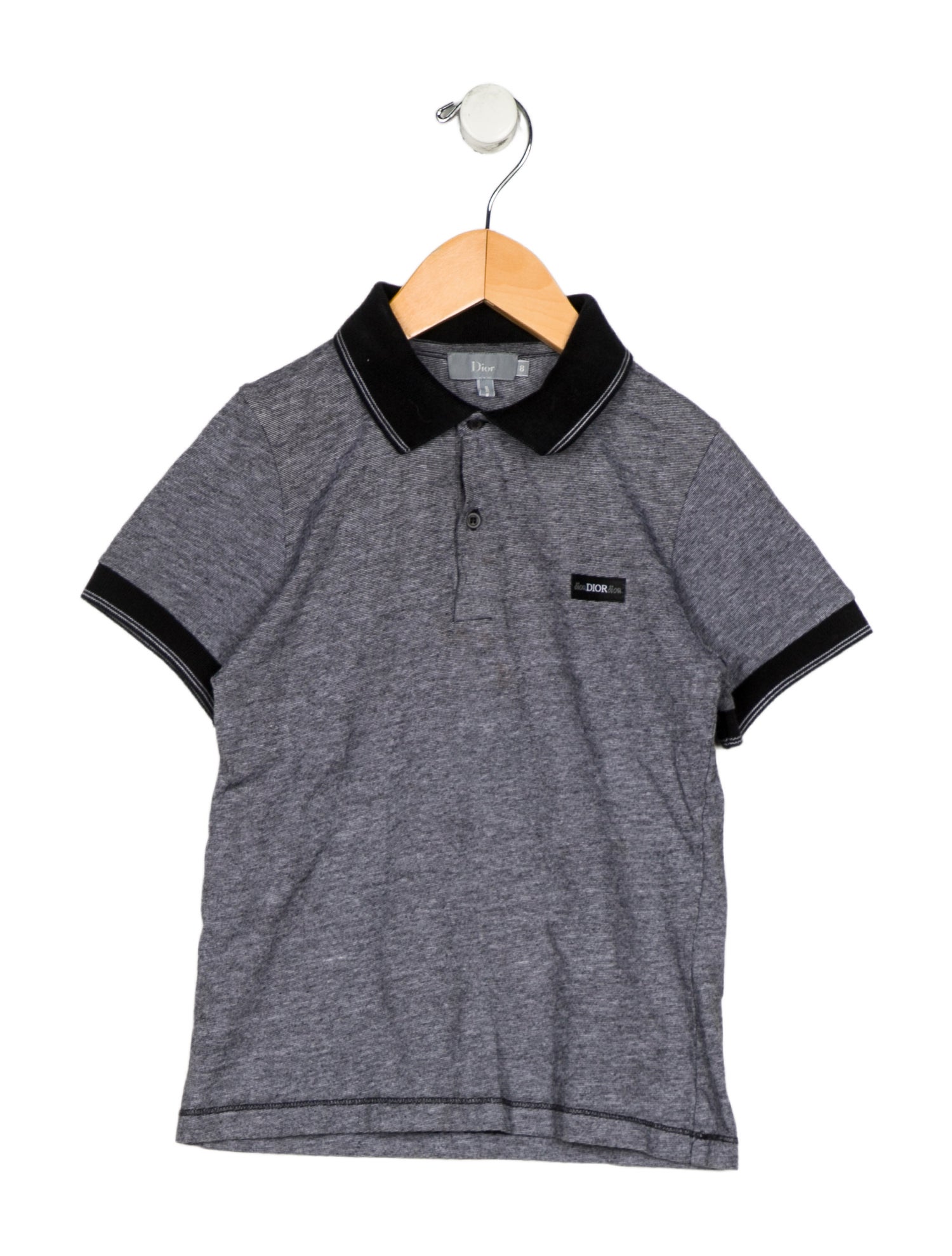Christian Dior Cotton grey and black patterned casual polo shirt with button closure
