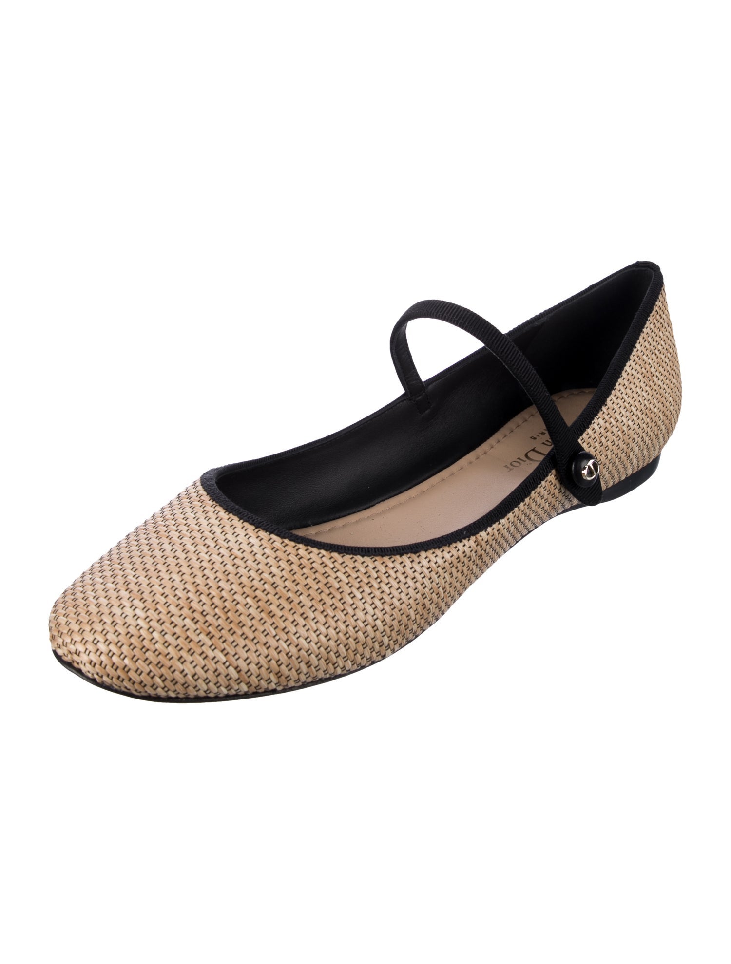 Christian Dior Straw Mary Jane Flats