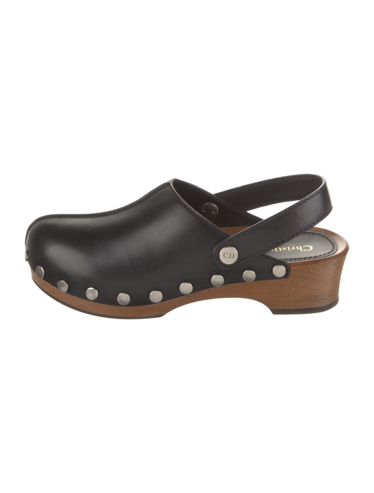 Christian Dior Leather Studded Accents Slingback Flats