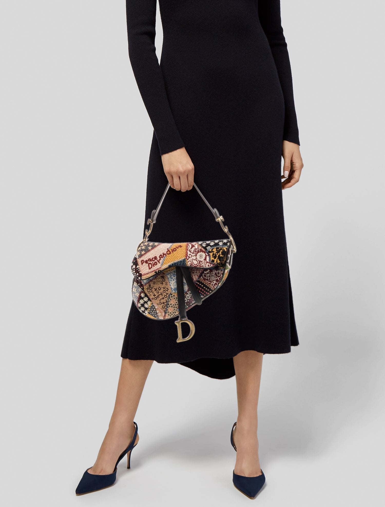 Christian Dior Canvas Peace and Love Saddle bag Medium