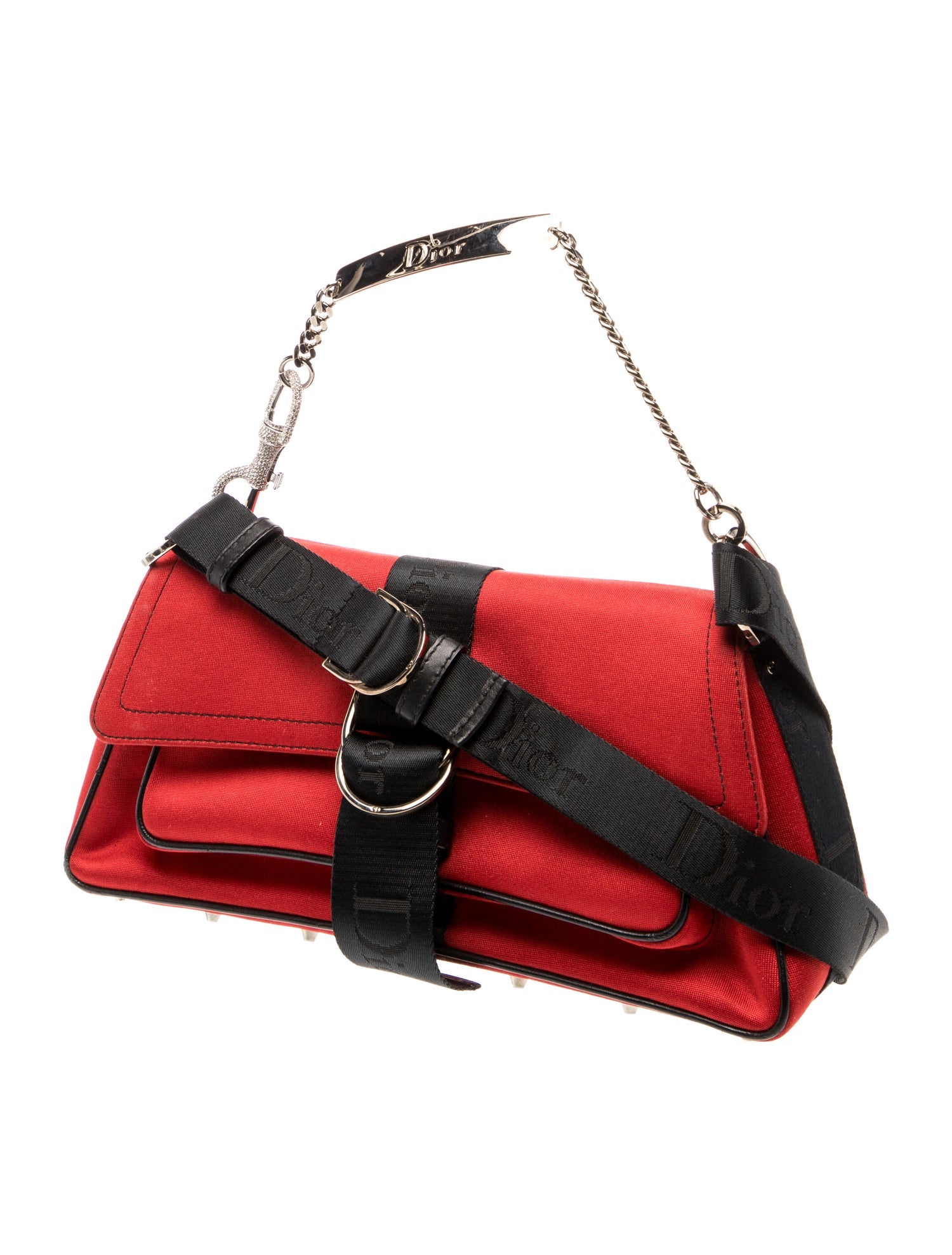 Christian Dior Canvas Hardcore Medium Vintage - Red Shoulder Bags