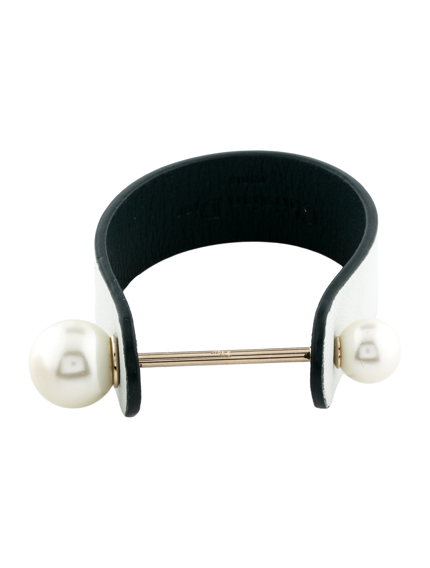 Christian Dior Faux Pearl & Leather Perle Bracelet