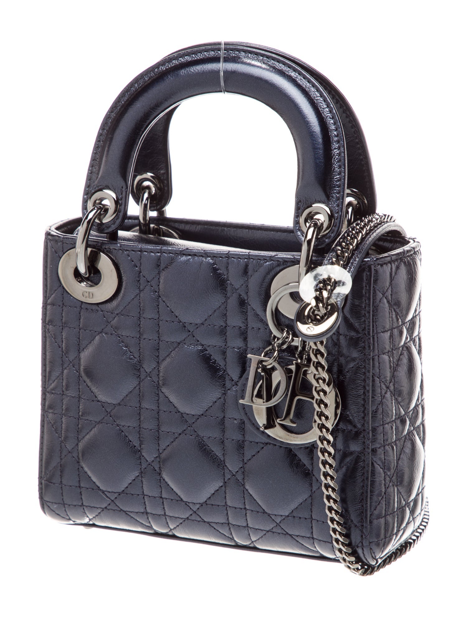 Christian Dior Cannage Lady Dior Mini - Blue Handle Bags, Handbags