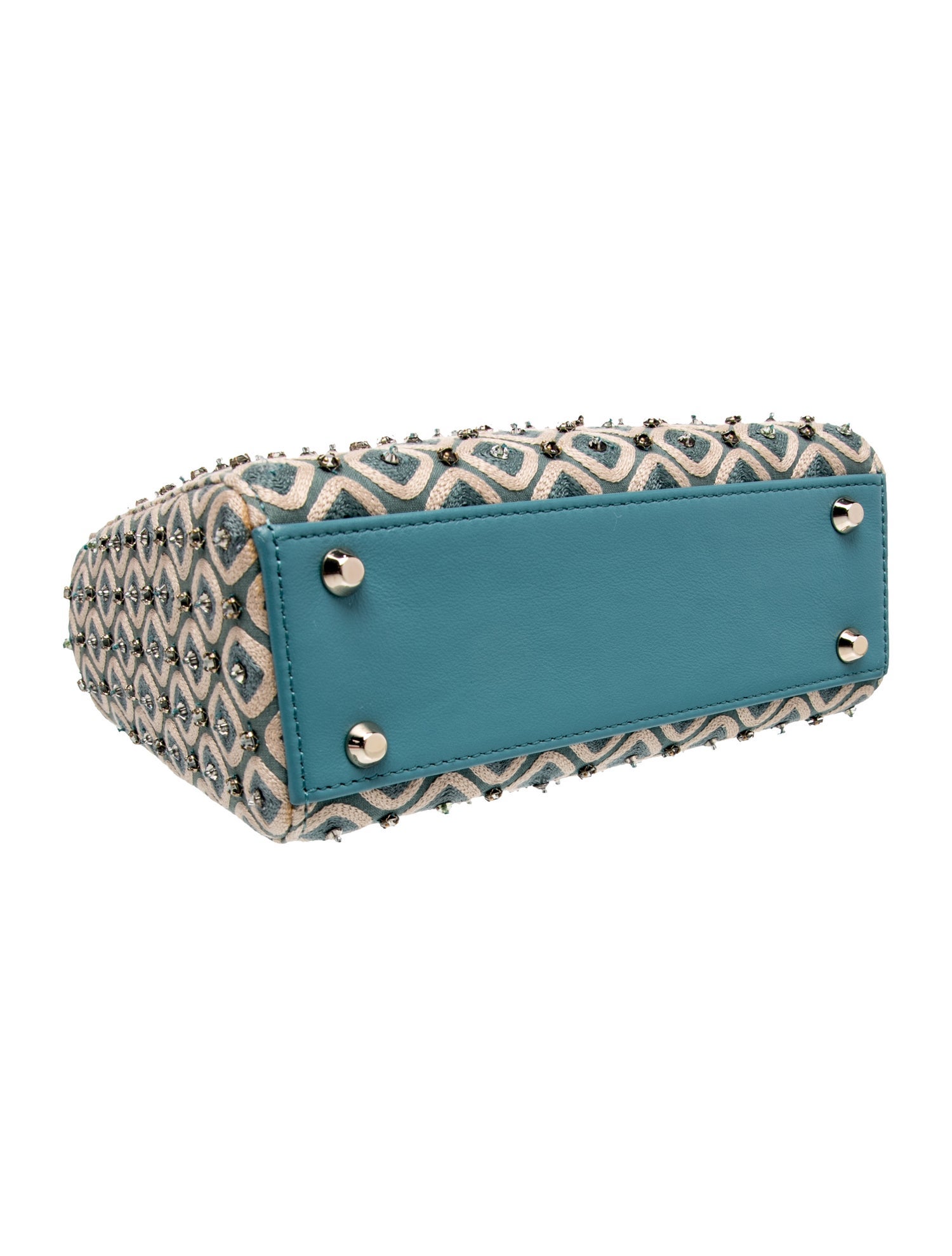 Christian Dior Leather Canvas Lady Dior - Blue Handle Bags