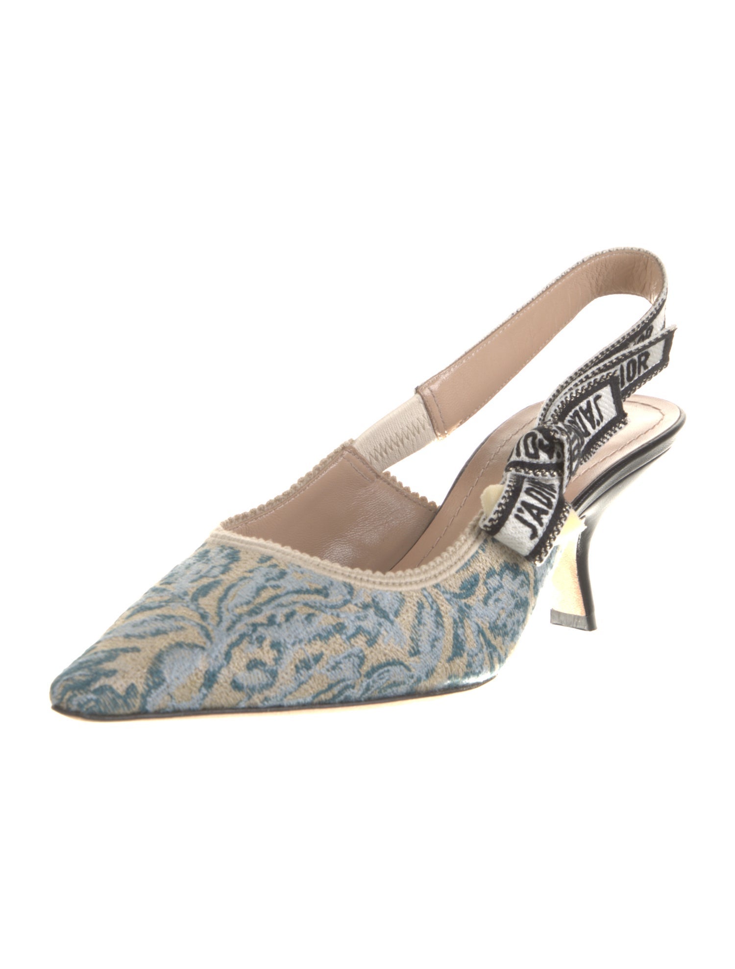 Christian Dior Printed Bow Accents Slingback Pumps