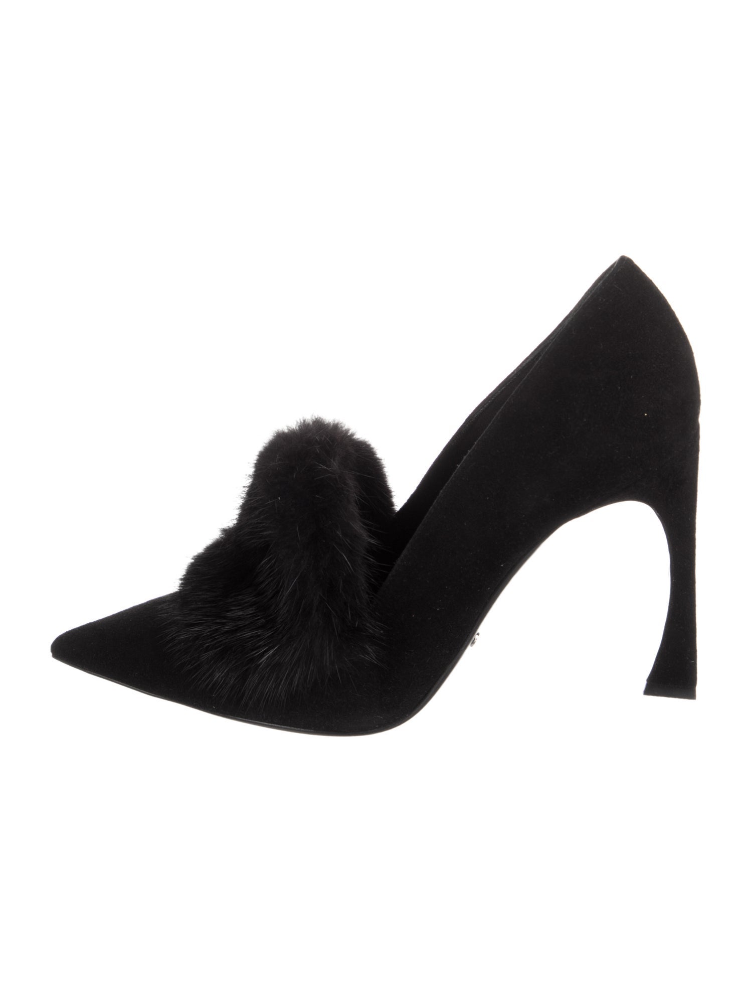 Christian Dior Suede Fur Trim Pumps