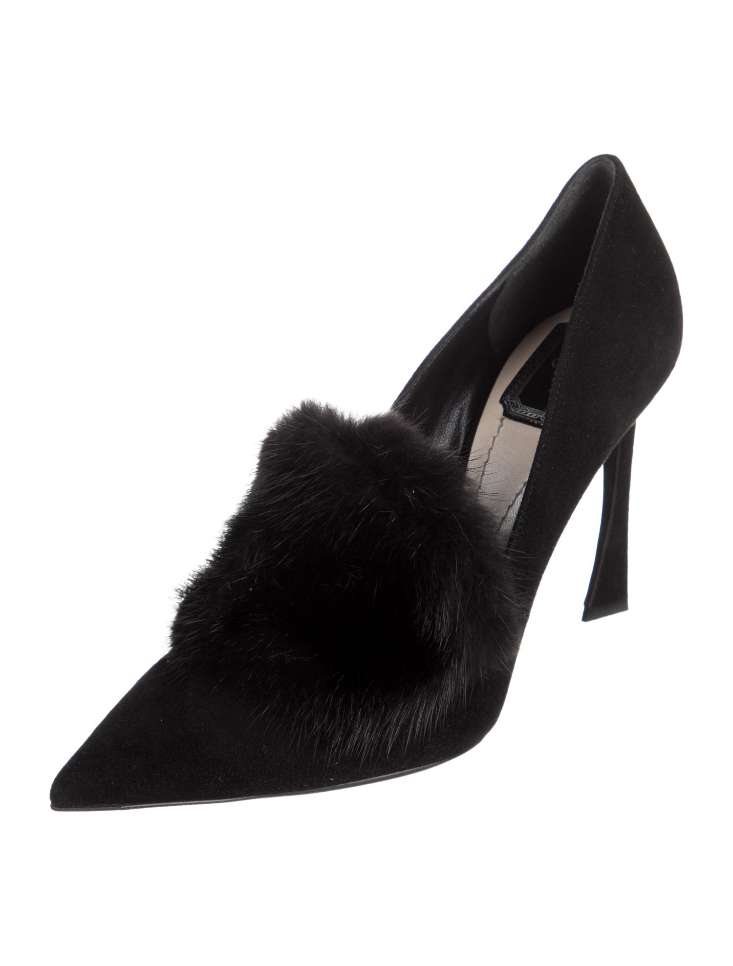 Christian Dior Suede Fur Trim Pumps