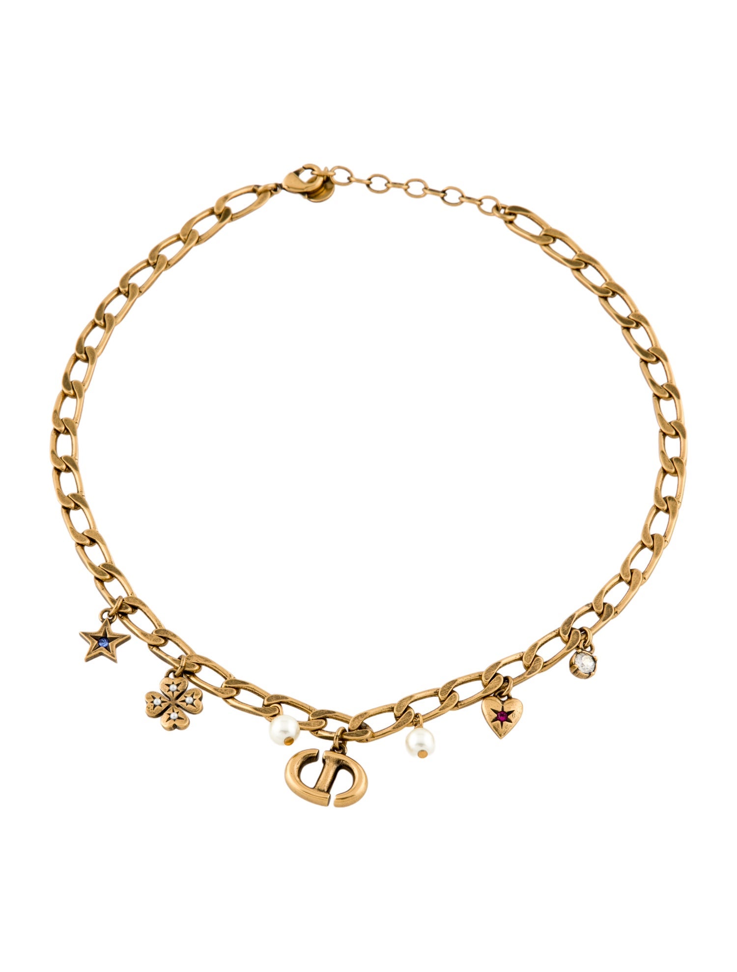 Christian Dior Faux Pearl & Crystal Lucky Charms Necklace