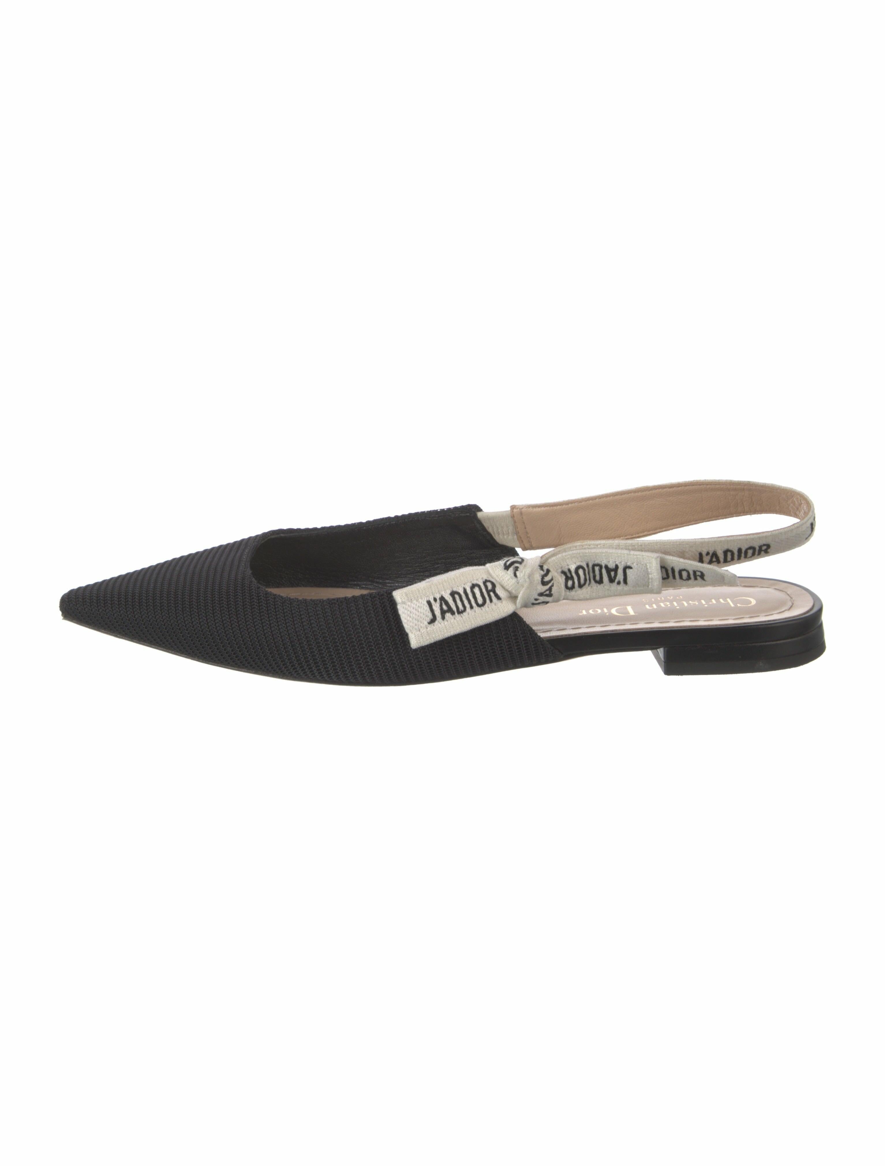 Christian Dior J'ADIOR Canvas Slingback Flats - Black Flats, Shoes