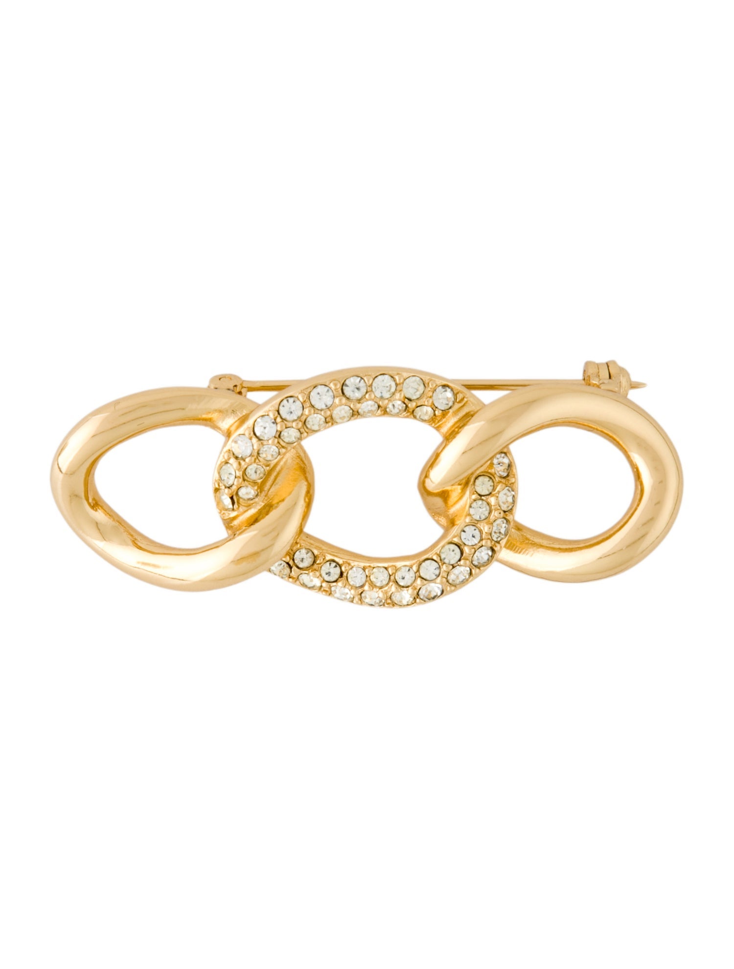 Christian Dior Vintage Crystal Chain Link Pin Brooch