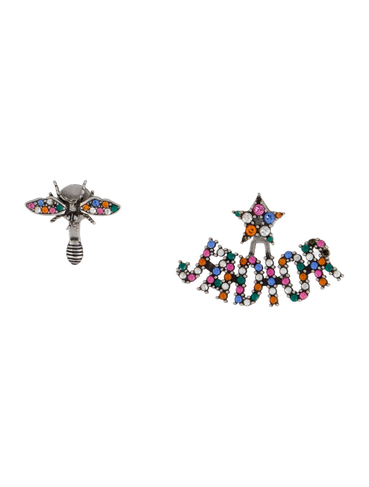 Christian Dior Crystal J'Adior Asymmetrical Bee Earrings