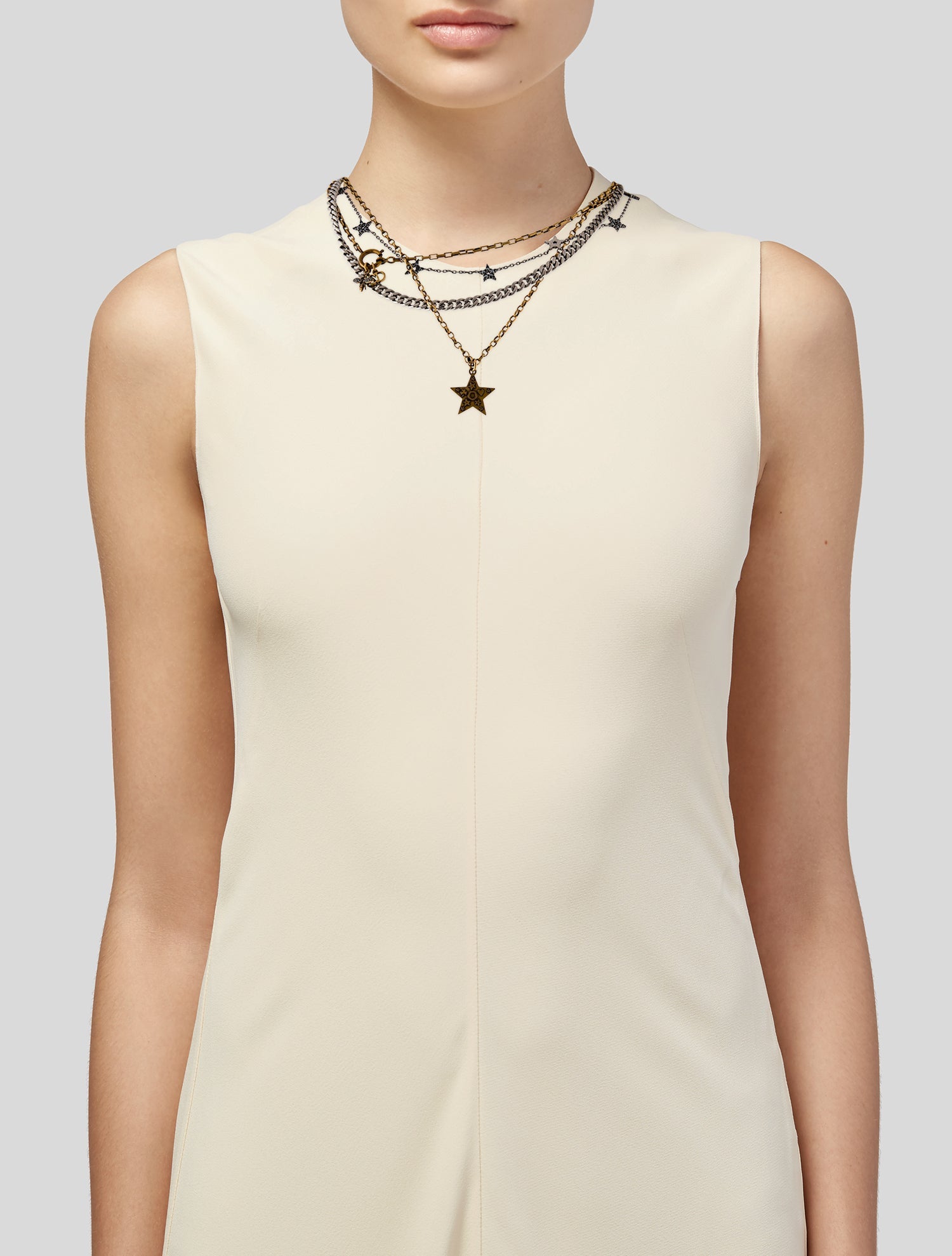 Christian Dior Crystal Star Multi-Strand Necklace
