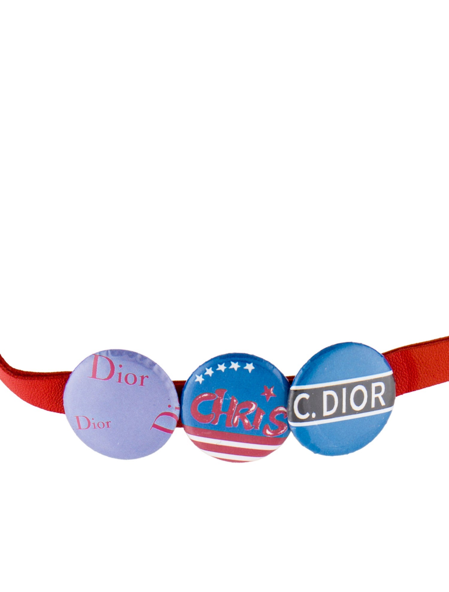 Christian Dior x John Galliano Vintage Leather Button Choker Necklace