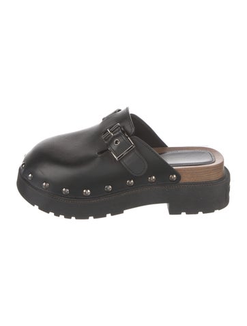 Pre-owned Dior Leather Studded Accents Mules In Black