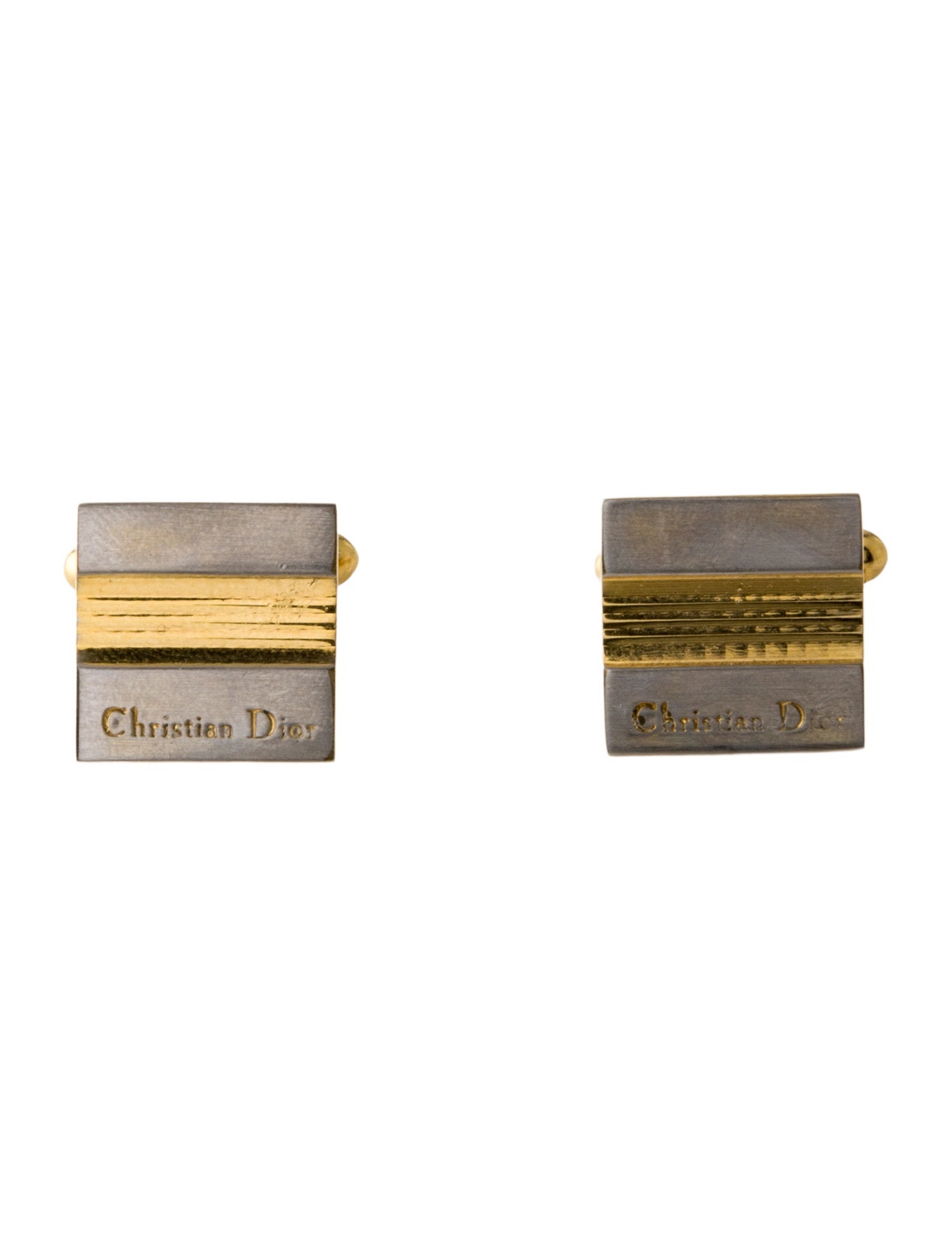 Christian Dior Vintage Two-Tone Square Cufflinks