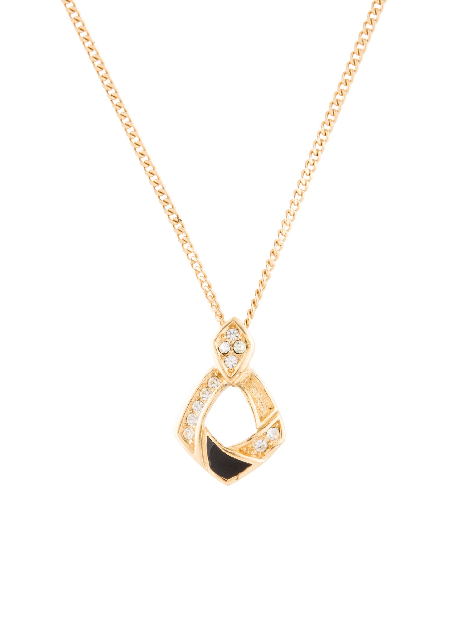 Christian Dior Vintage Crystal & Enamel Pendant Necklace