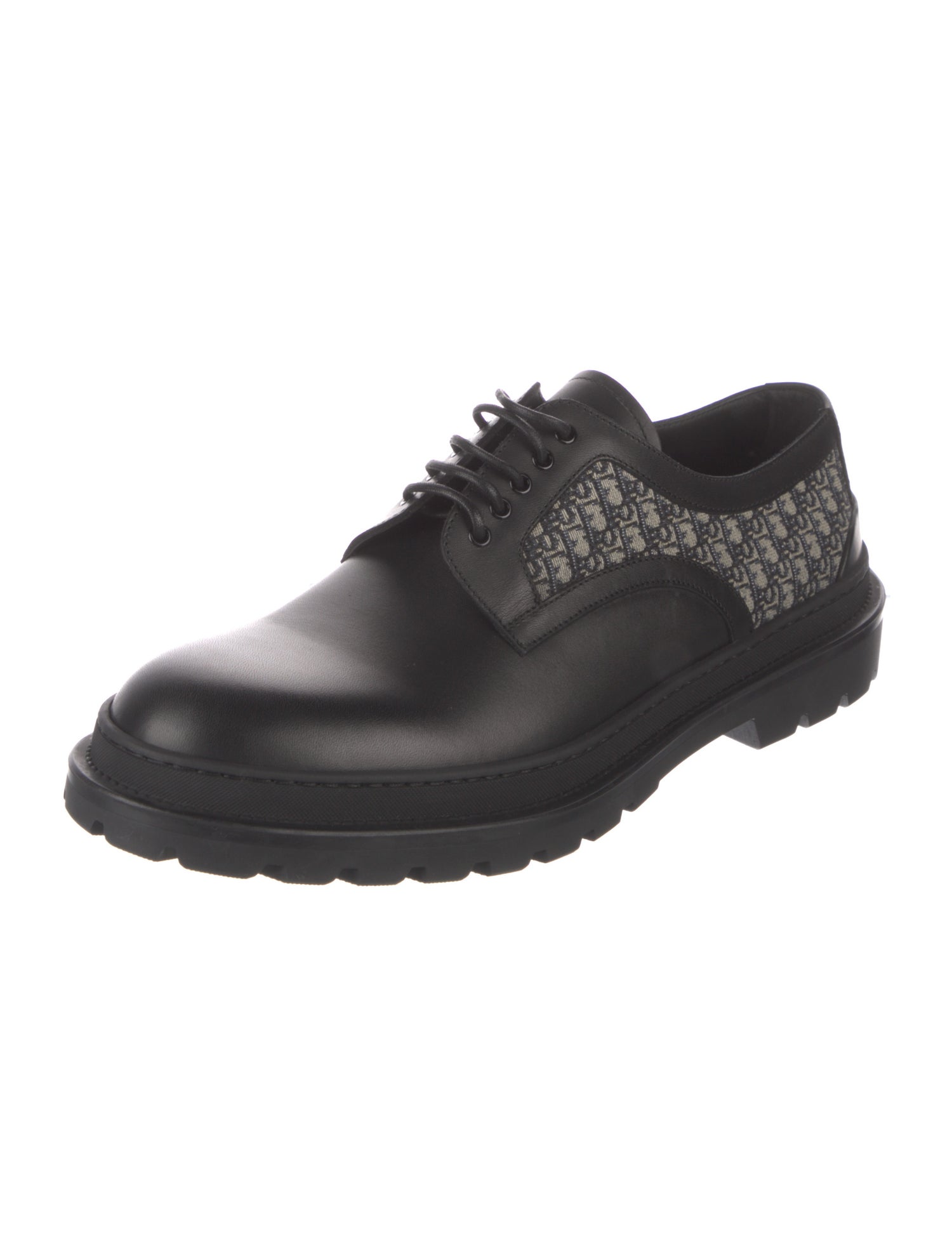 Christian Dior Oblique Jacquard Leather Derby Shoes
