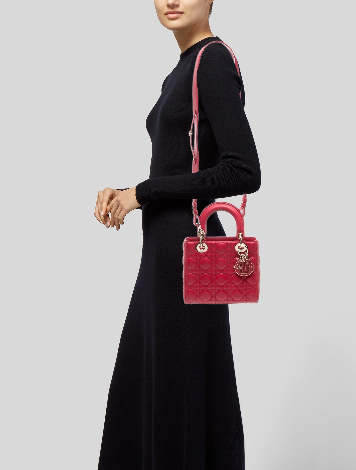 Dior 2017 Small Lambskin Cannage My Abcdior Lady Satchel - Red Dior 2017 Small Lambskin Cannage My Abcdior Lady Satchel - Red