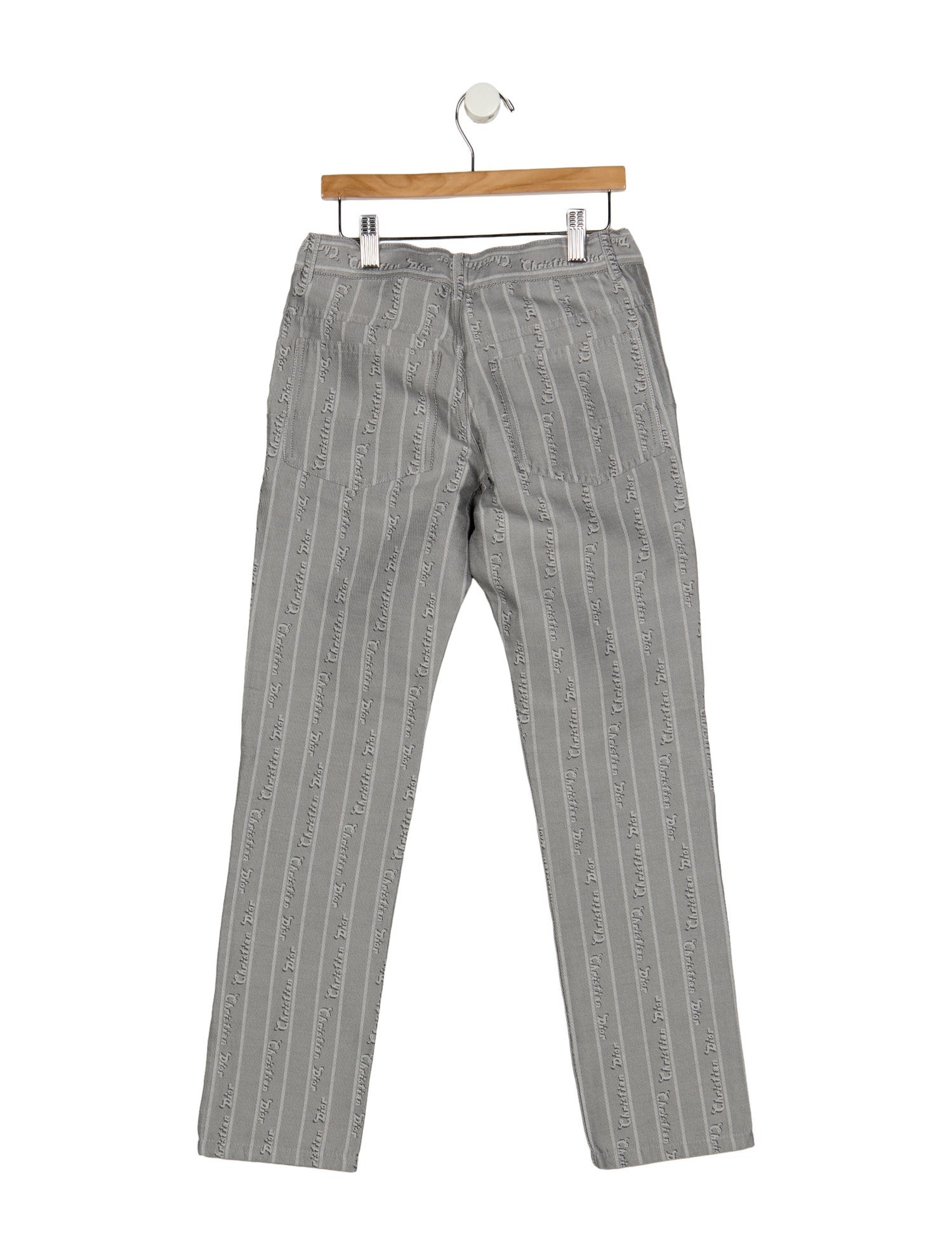 Christian Dior Cotton grey patterned pants with button and zip closure