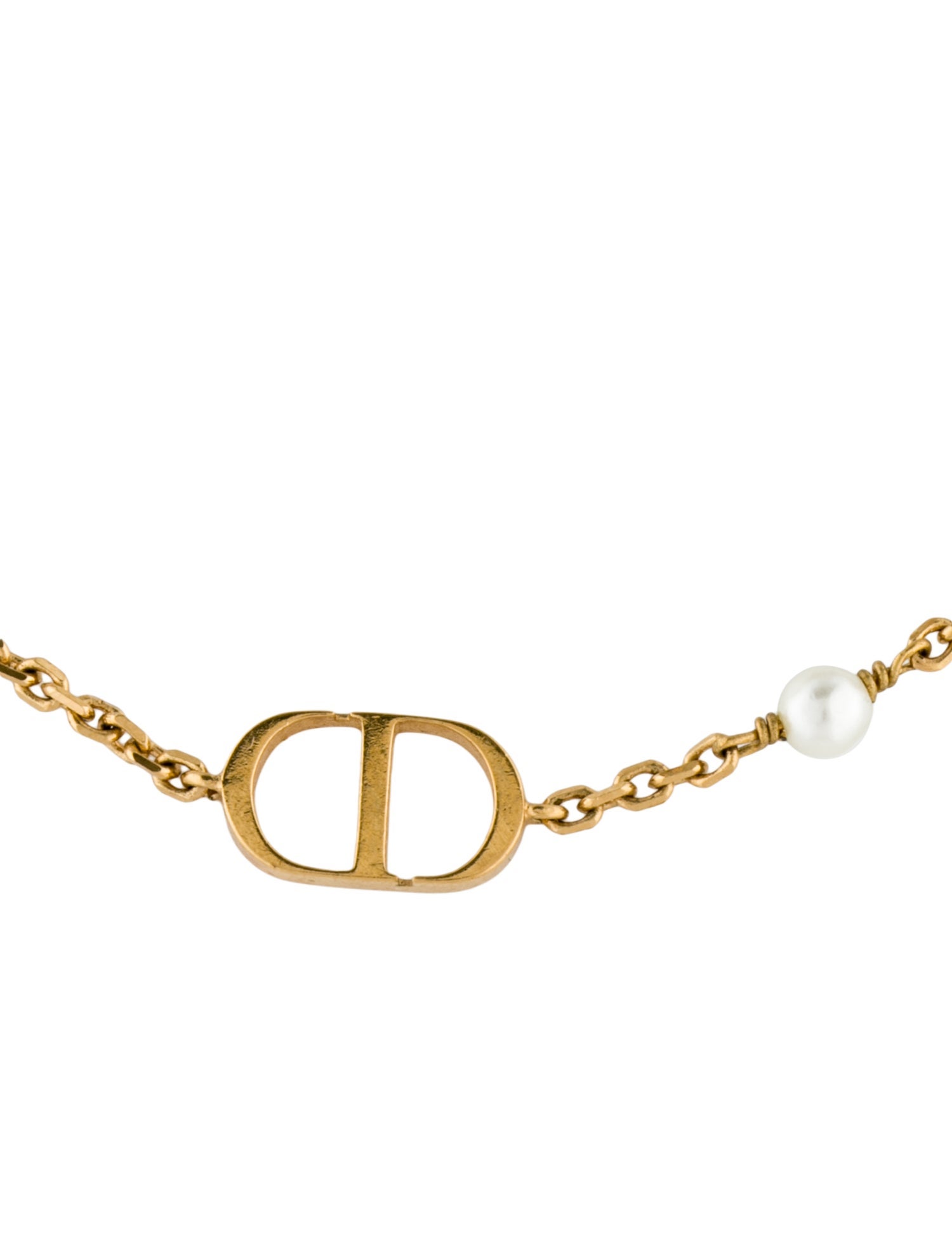 Christian Dior Faux Pearl & Crystal Petit CD Bracelet - White Link