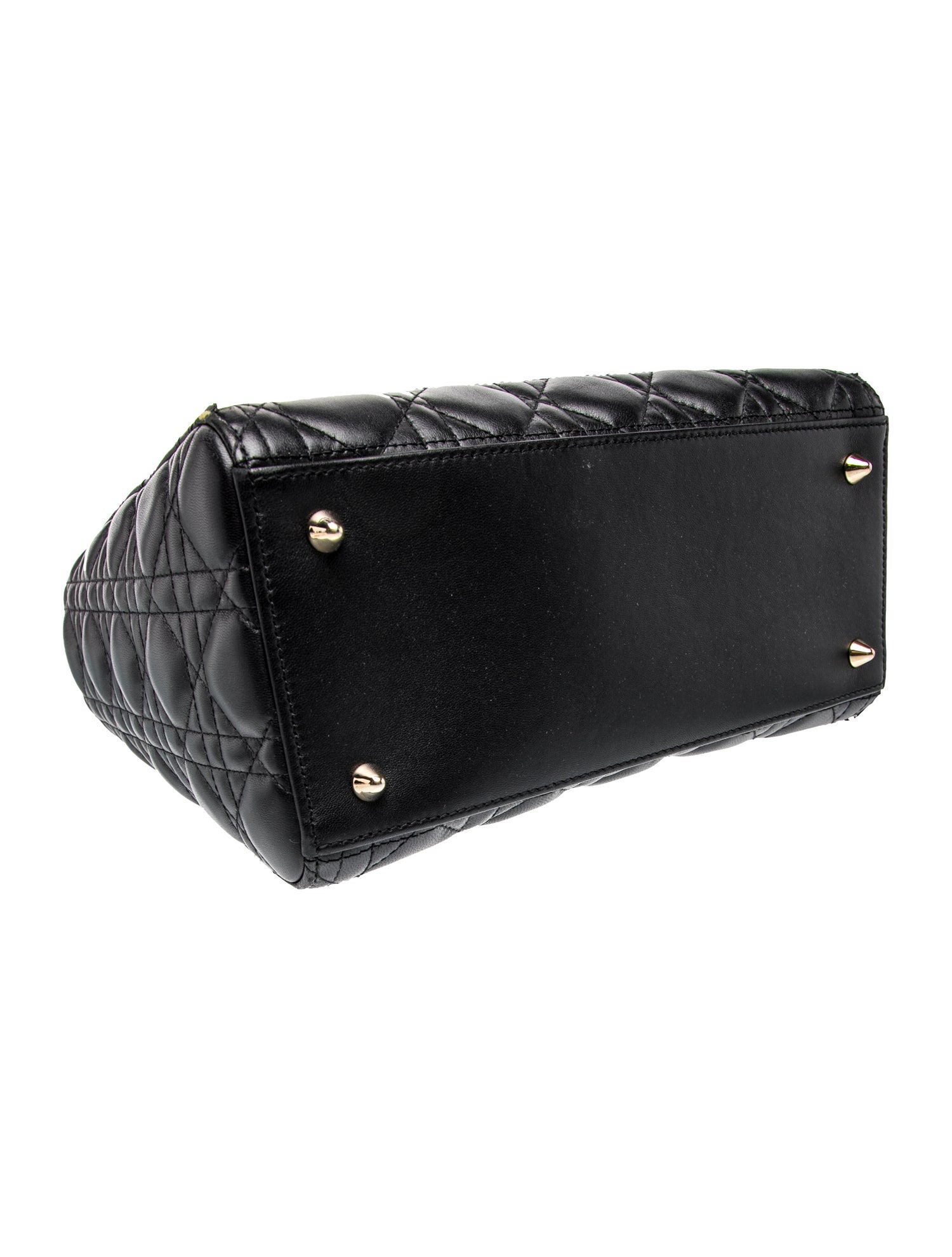 Christian Dior Cannage Lady Dior Small Vintage - Black Handle Bags