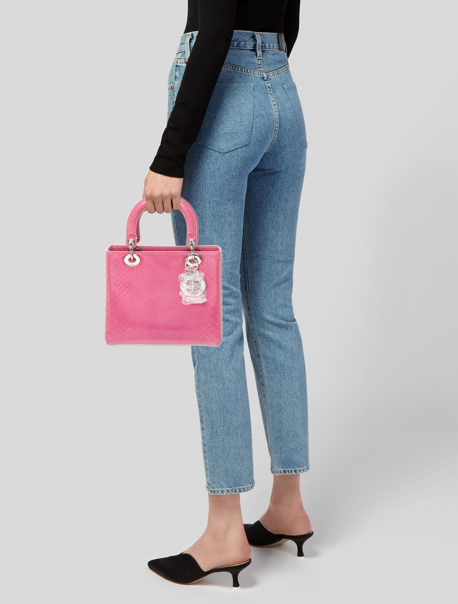 Christian Dior Ostrich Lady Dior Small - Blue Handle Bags