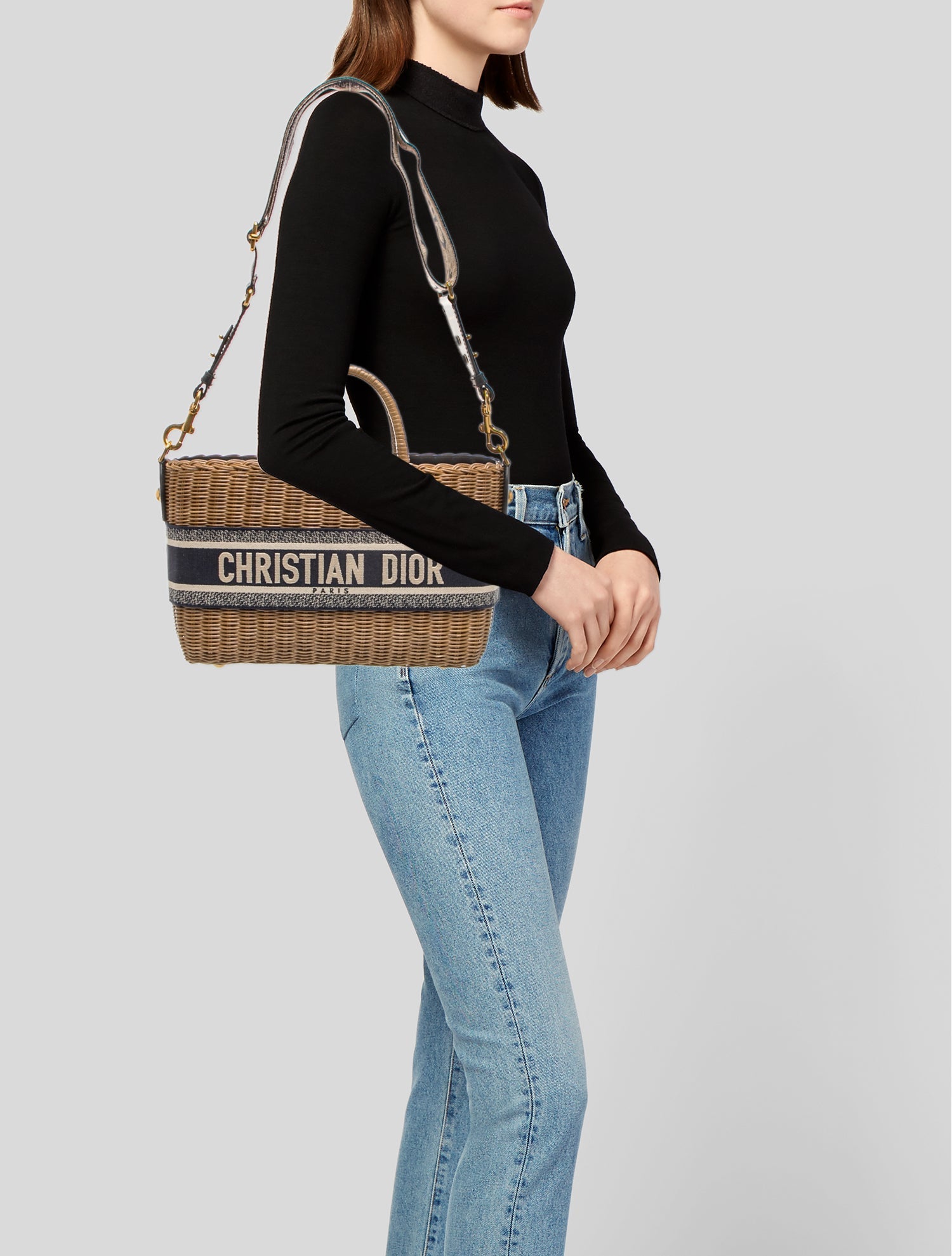 Christian Dior Oblique Jacquard Lady Dior Mini 2022 - Blue Handle