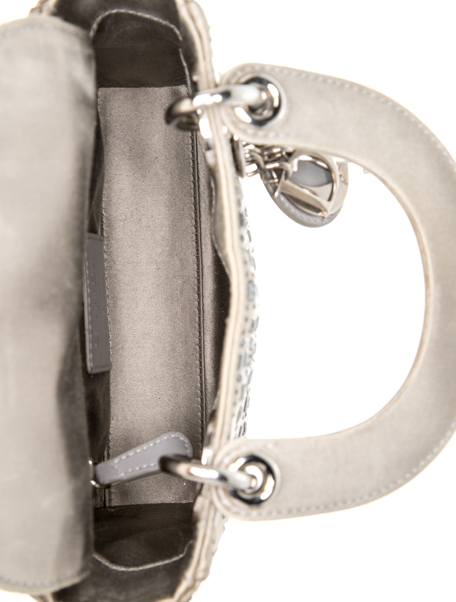Christian Dior Cannage Lady Dior Mini - Grey Handle Bags, Handbags