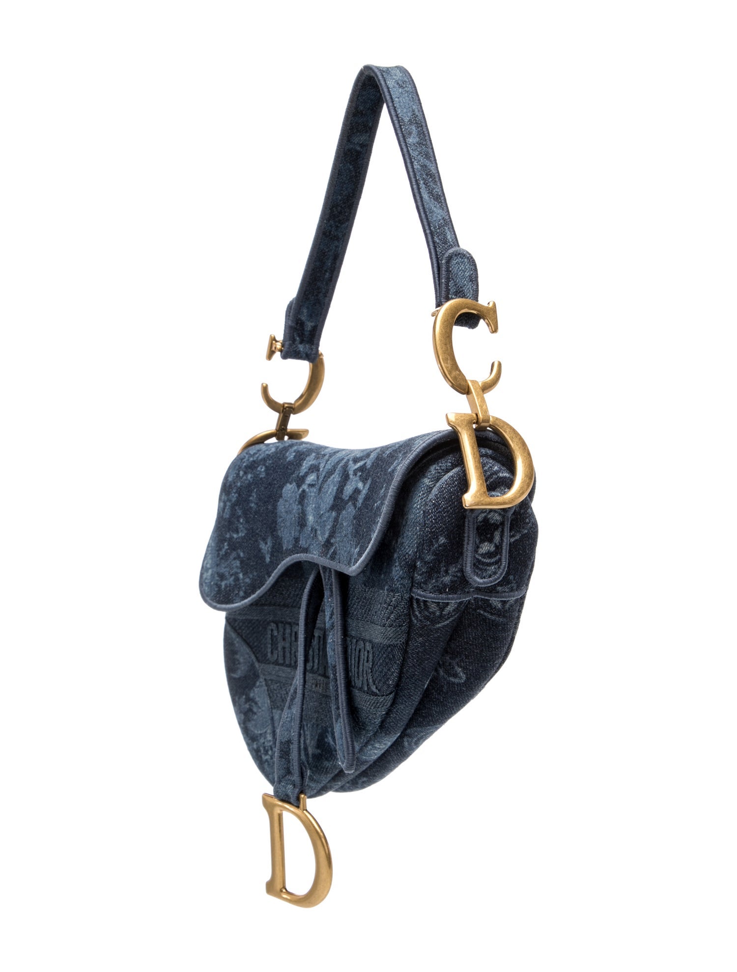 Christian Dior Oblique Jacquard Saddle - Blue Shoulder Bags